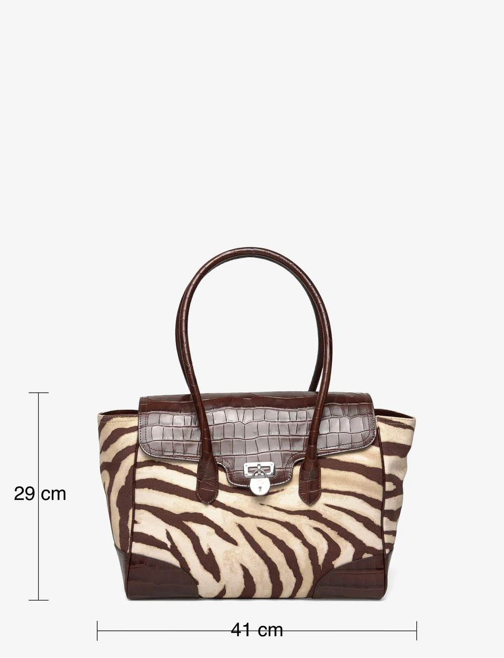 Lauren Ralph Lauren - PRNT CVS/LG CROC EM-TNNR LG SCHL-ST - top handle tasker - zebra/dark hickor - 3