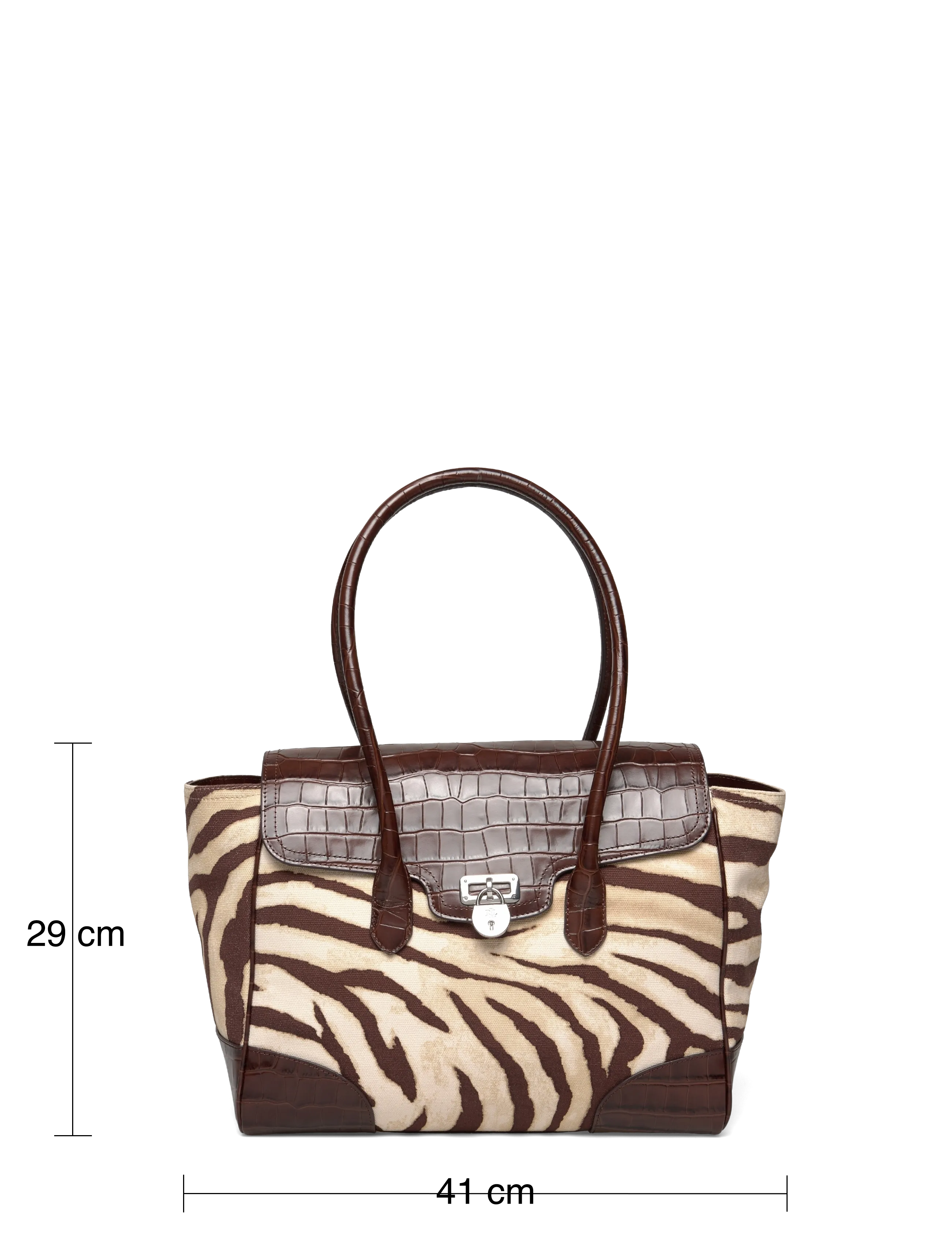 Lauren Ralph Lauren - Zebra-Print Canvas Large Tanner Satchel - special occasions - zebra/dark hickor - 3