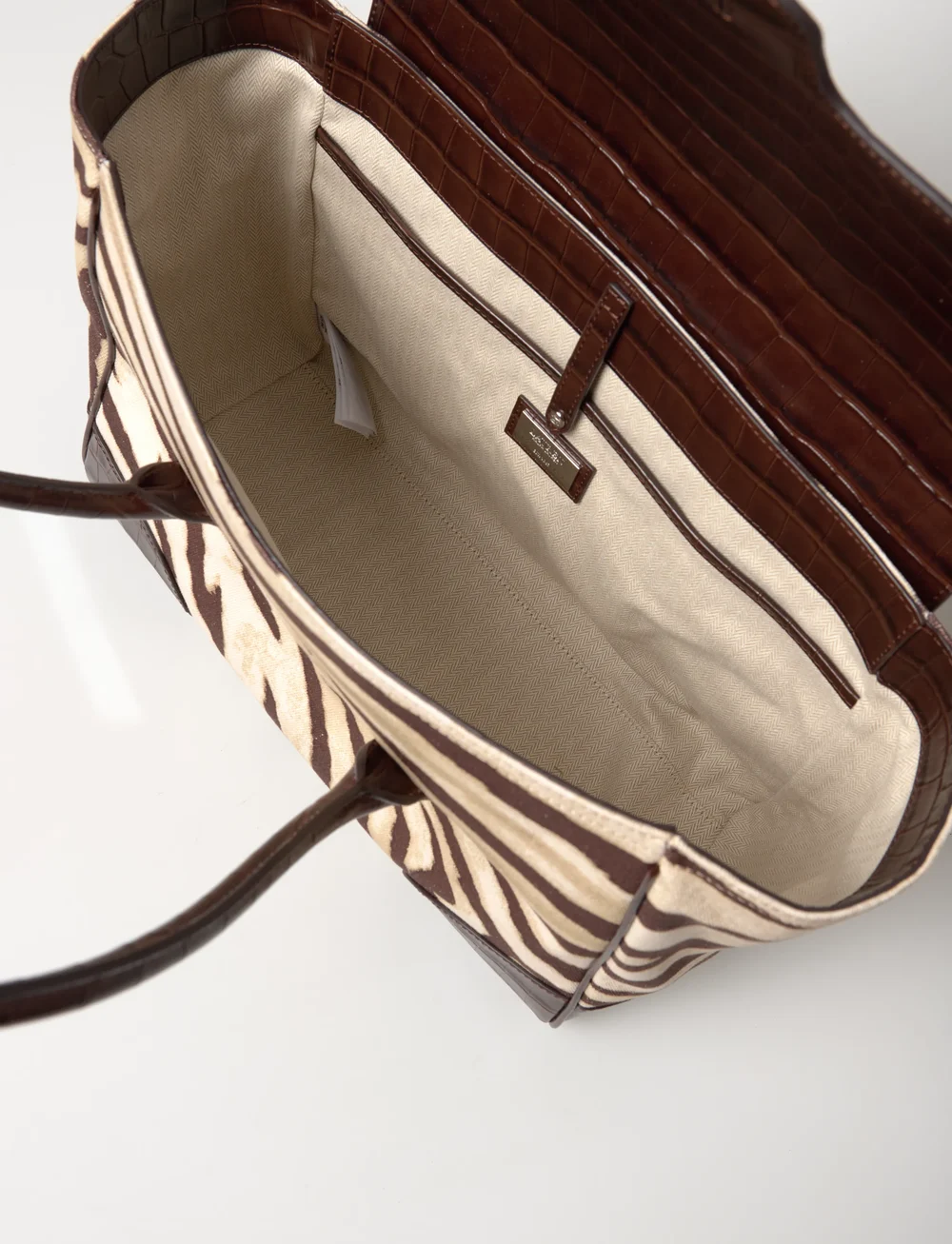 Lauren Ralph Lauren - PRNT CVS/LG CROC EM-TNNR LG SCHL-ST - top handle tasker - zebra/dark hickor - 5