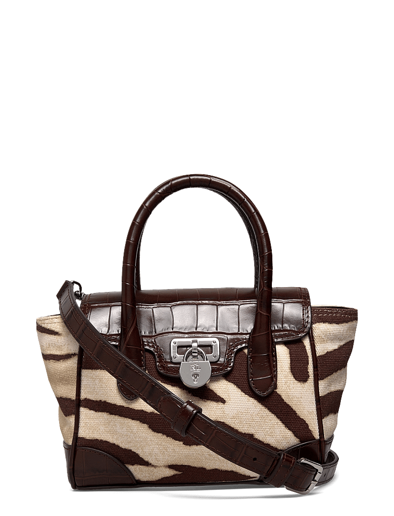 Lauren Ralph Lauren - Zebra-Print Canvas Small Tanner Satchel - speciella tillfällen - zebra/dark hickor - 0