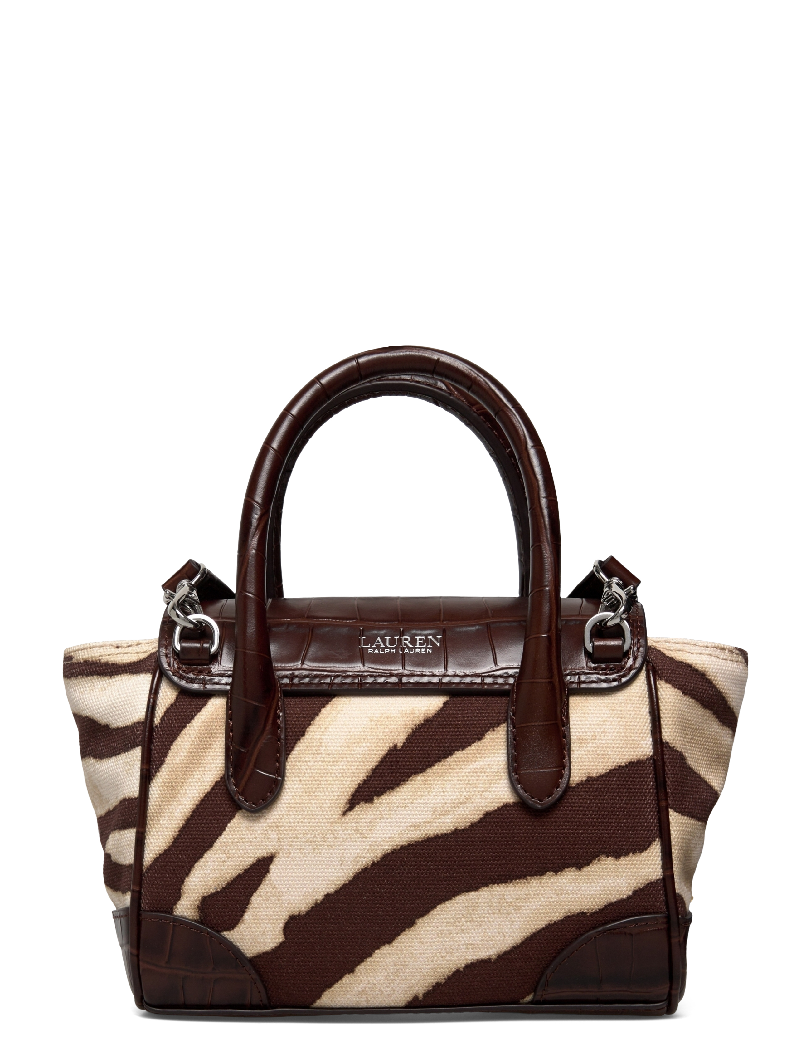 Lauren Ralph Lauren - Zebra-Print Canvas Small Tanner Satchel - zebra/dark hickor - 1
