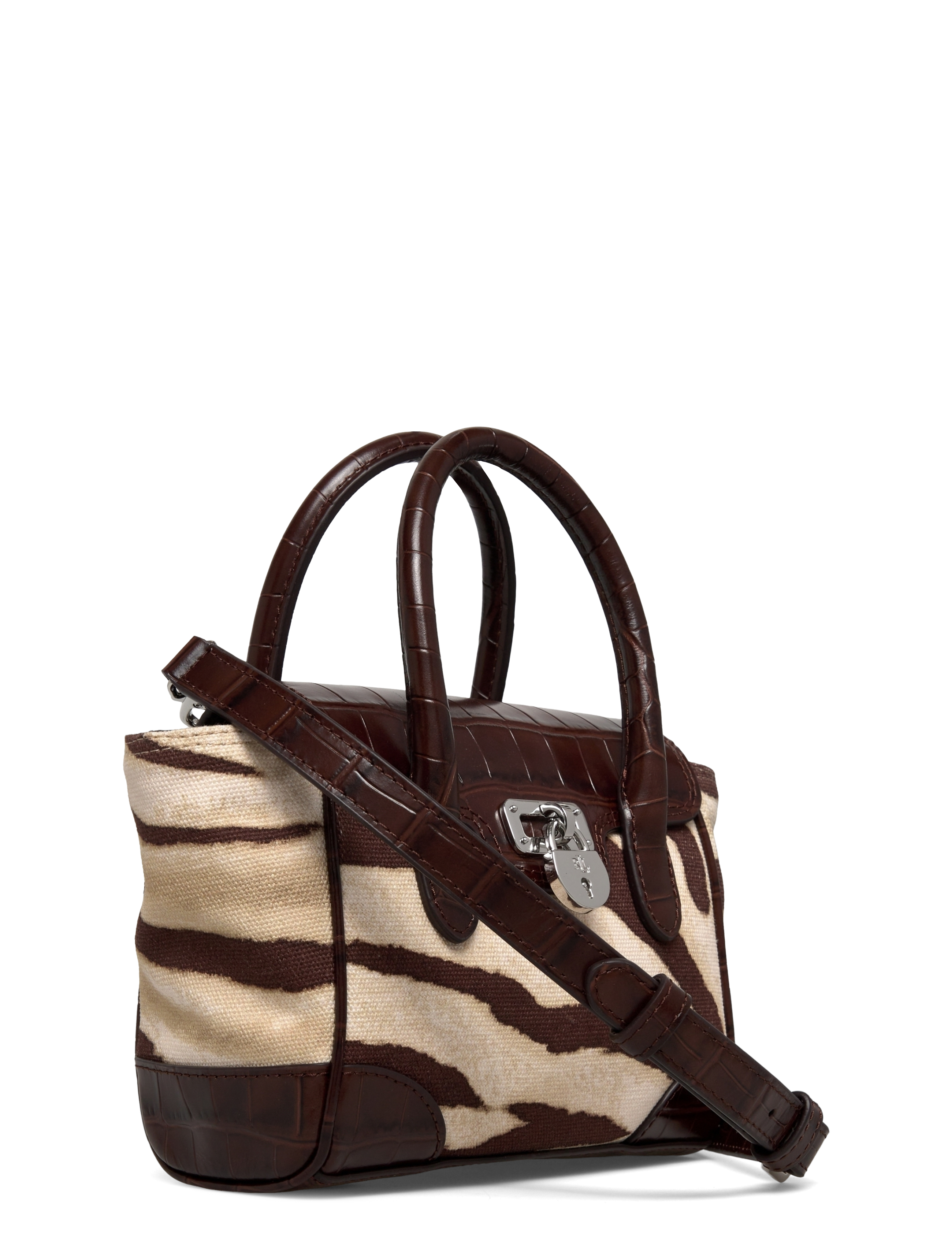 Lauren Ralph Lauren - Zebra-Print Canvas Small Tanner Satchel - zebra/dark hickor - 2