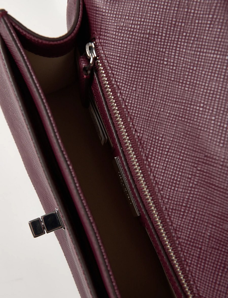 Lauren Ralph Lauren - Crosshatch Leather Medium Sophee Bag - crossbody bags - dark garnet - 4
