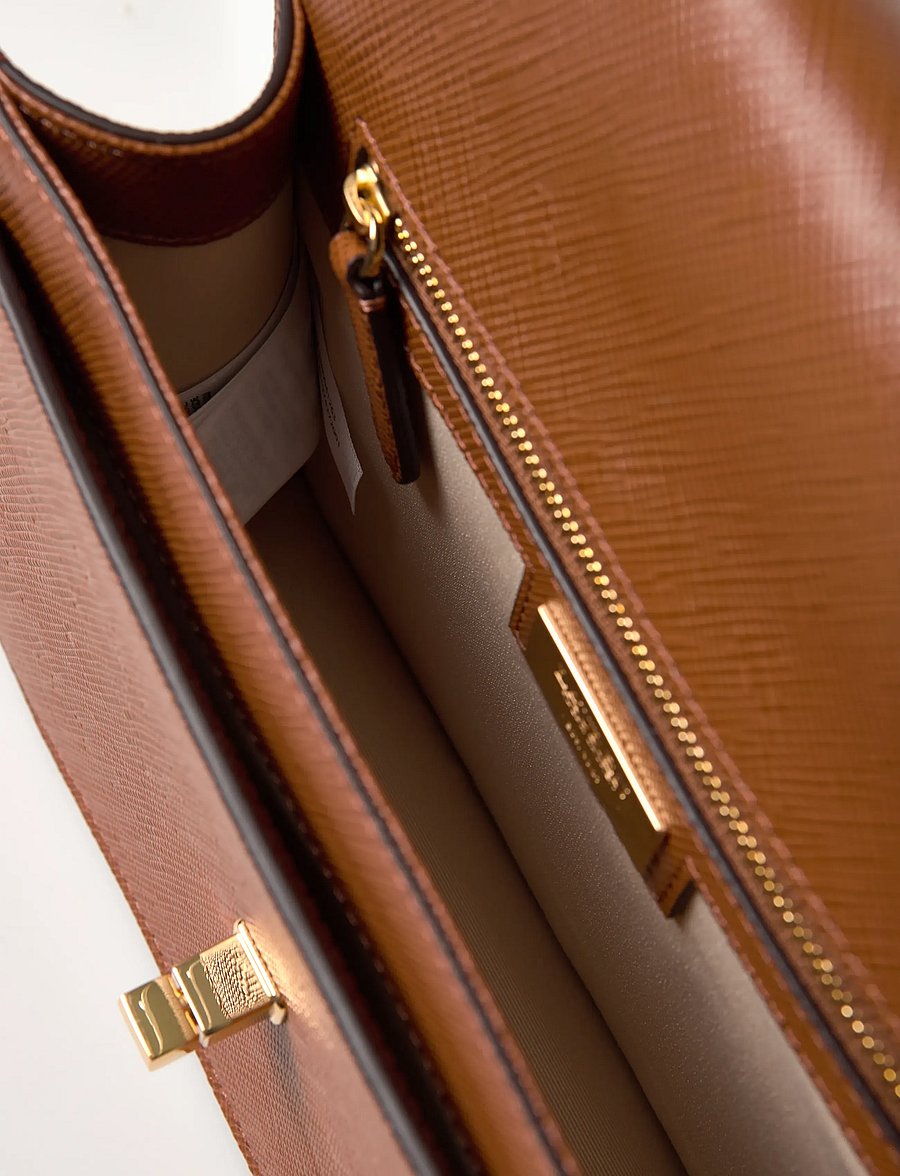 Lauren Ralph Lauren - Crosshatch Leather Medium Sophee Bag - crossbody bags - lauren tan - 4
