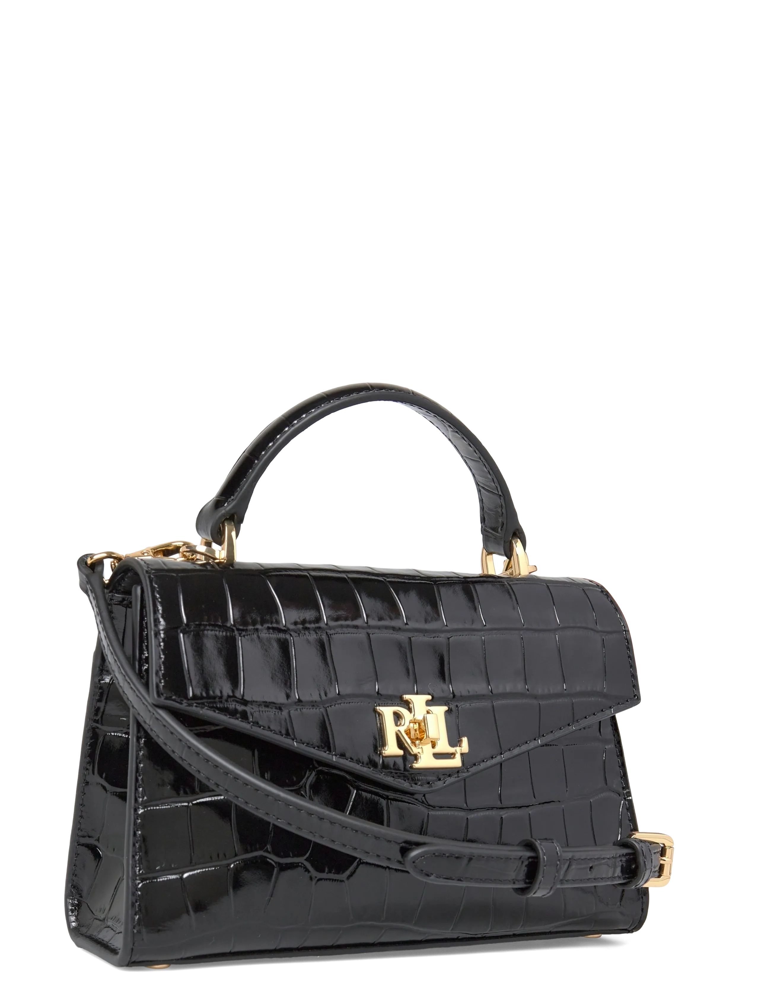 Lauren Ralph Lauren - Crocodile-Embossed Small Farrah Satchel - black - 2