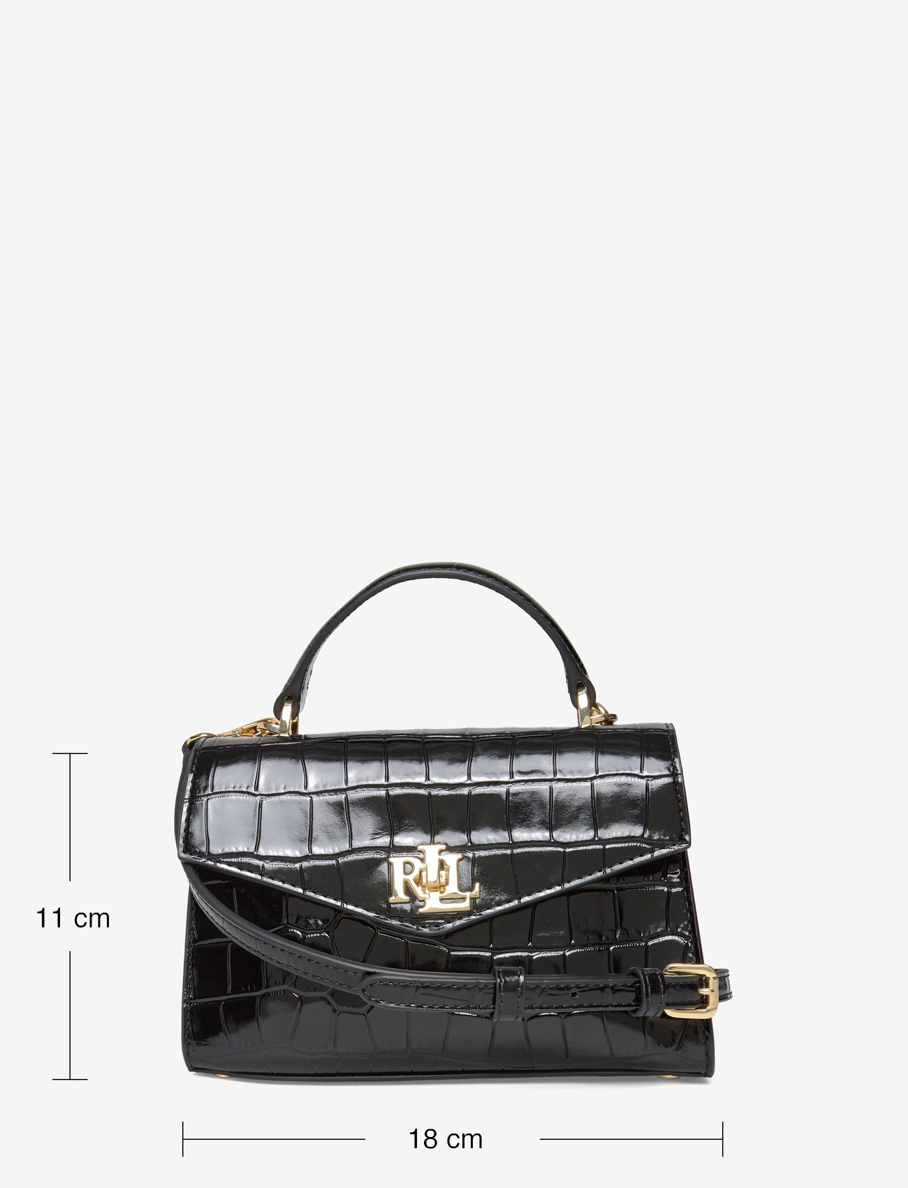 Lauren Ralph Lauren - Crocodile-Embossed Small Farrah Satchel - besondere anlässe - black - 3
