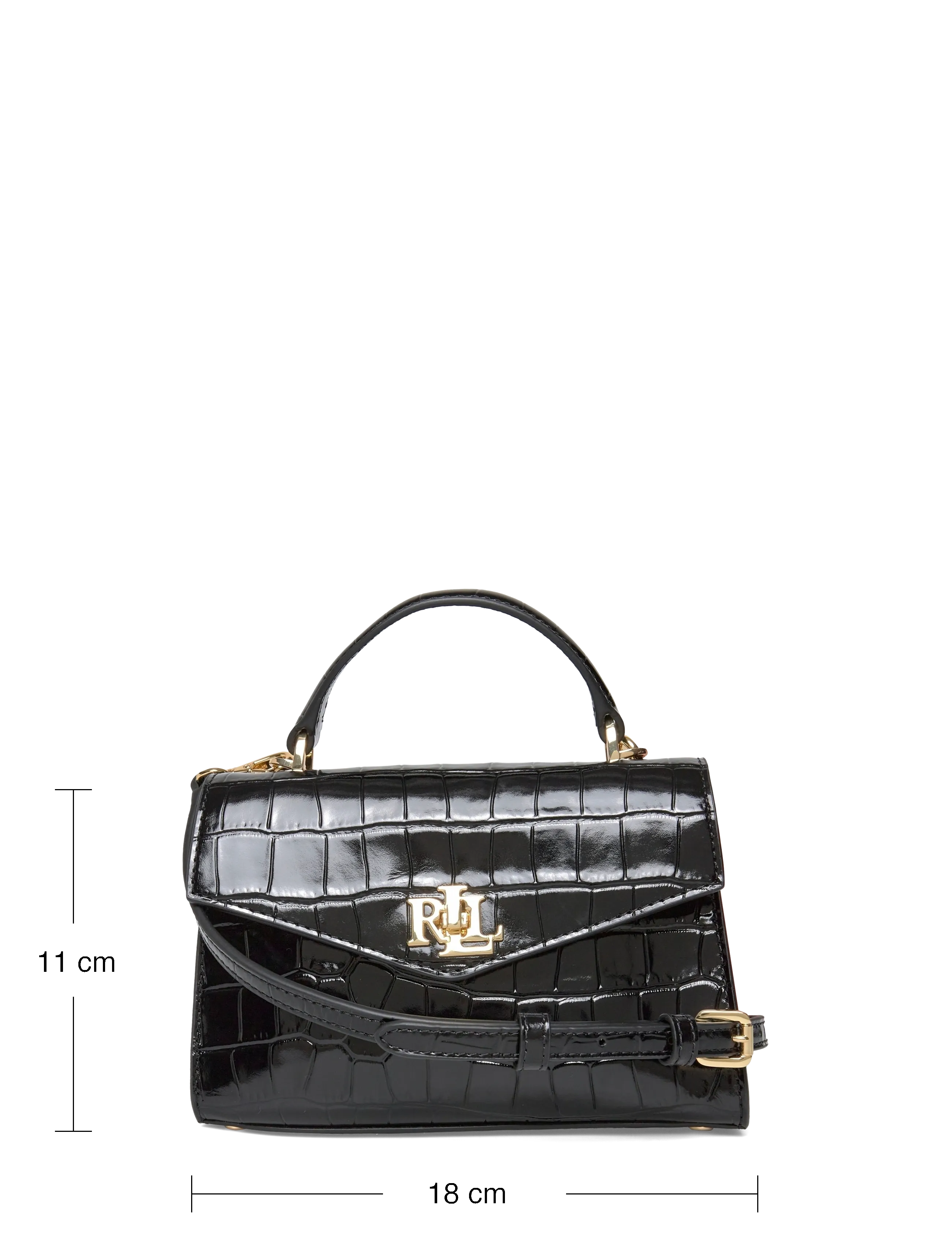 Lauren Ralph Lauren - Crocodile-Embossed Small Farrah Satchel - black - 3