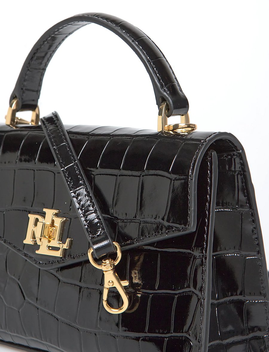 Lauren Ralph Lauren - Crocodile-Embossed Small Farrah Satchel - black - 4