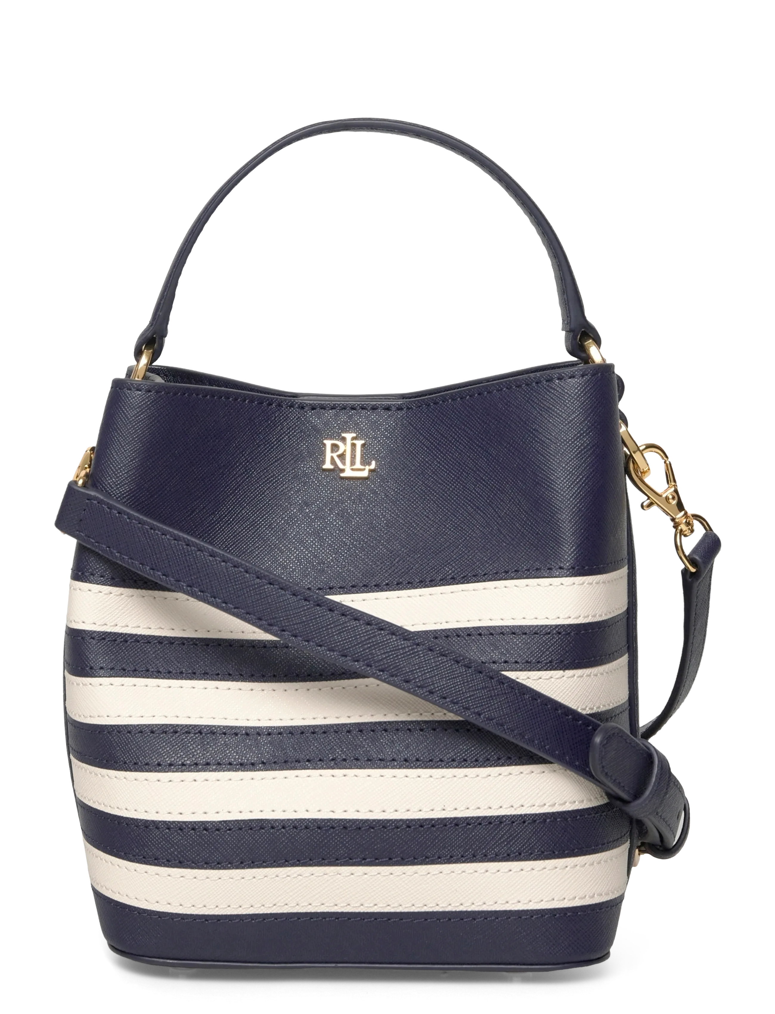 Lauren Ralph Two-Tone Leather Small Reese Bucket Bag, One Size, Designer, Marineblau - Frauen