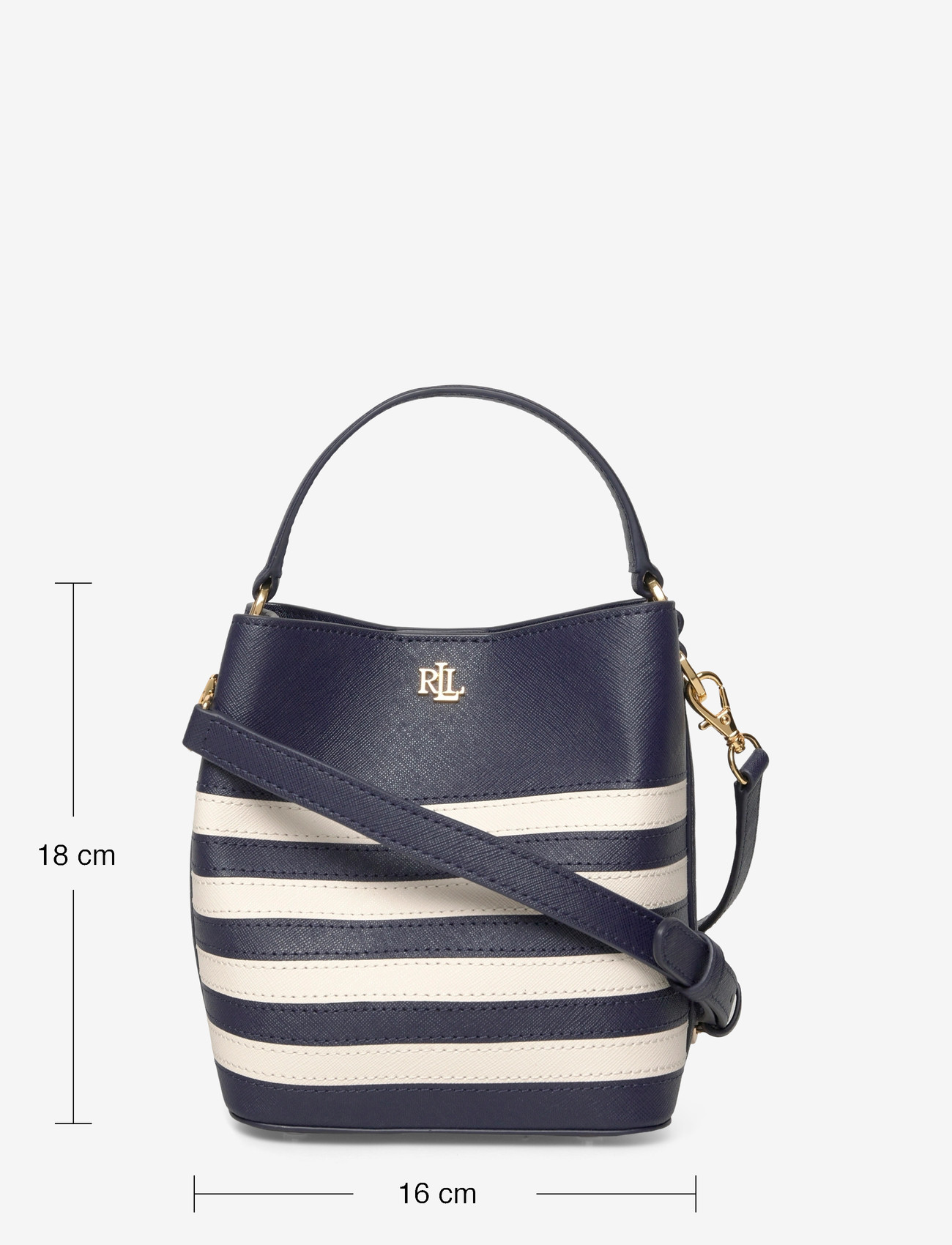 Lauren Ralph Lauren - Two-Tone Leather Small Reese Bucket Bag - käekotid - refined navy/soft - 3