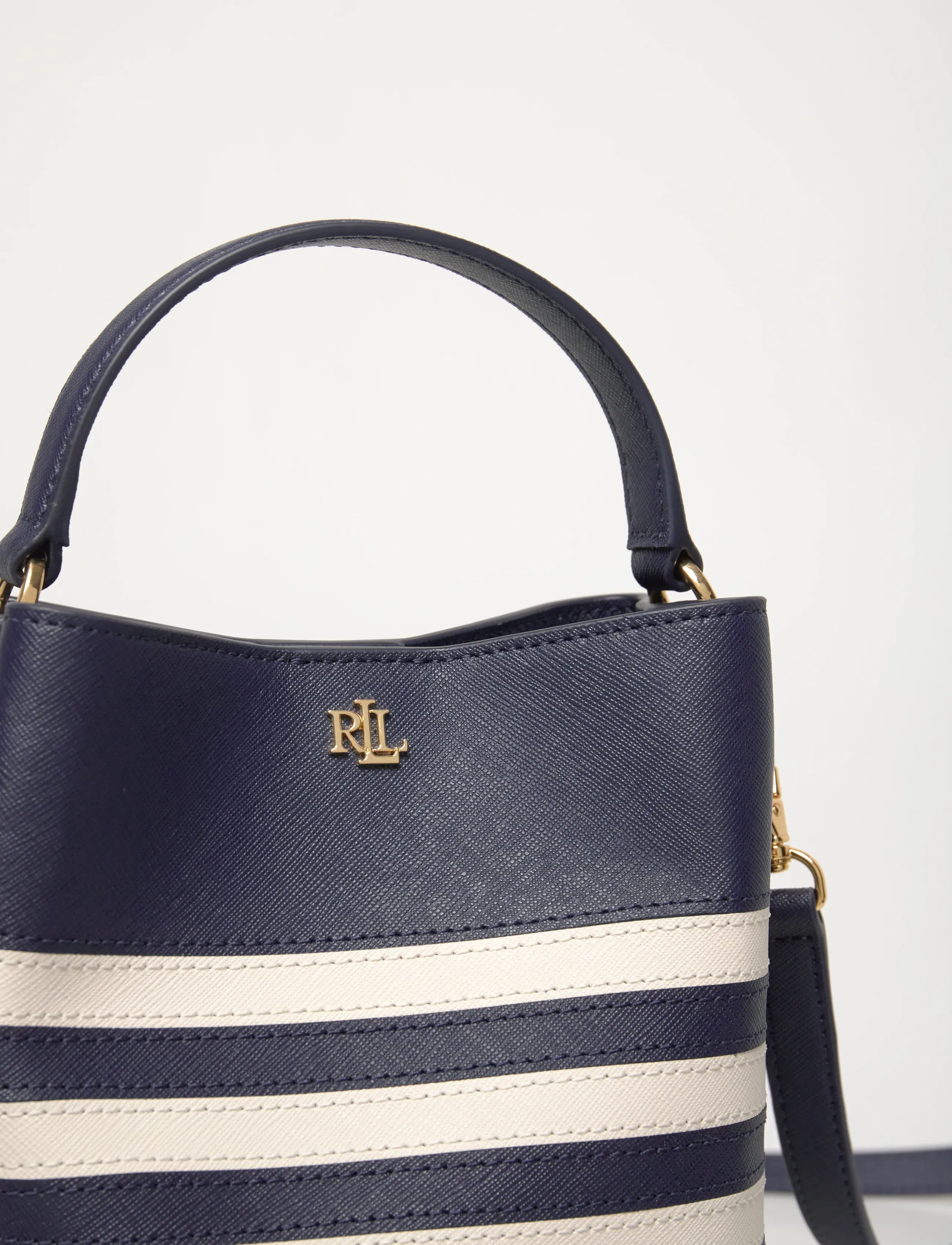 Lauren Ralph Lauren - Two-Tone Leather Small Reese Bucket Bag - sacs seau - refined navy/soft - 4