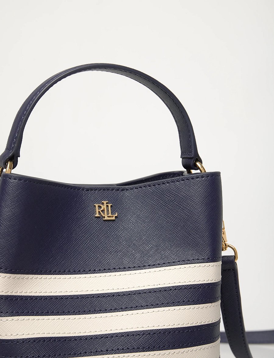 Lauren Ralph Lauren - Two-Tone Leather Small Reese Bucket Bag - bucket bags - refined navy/soft - 4