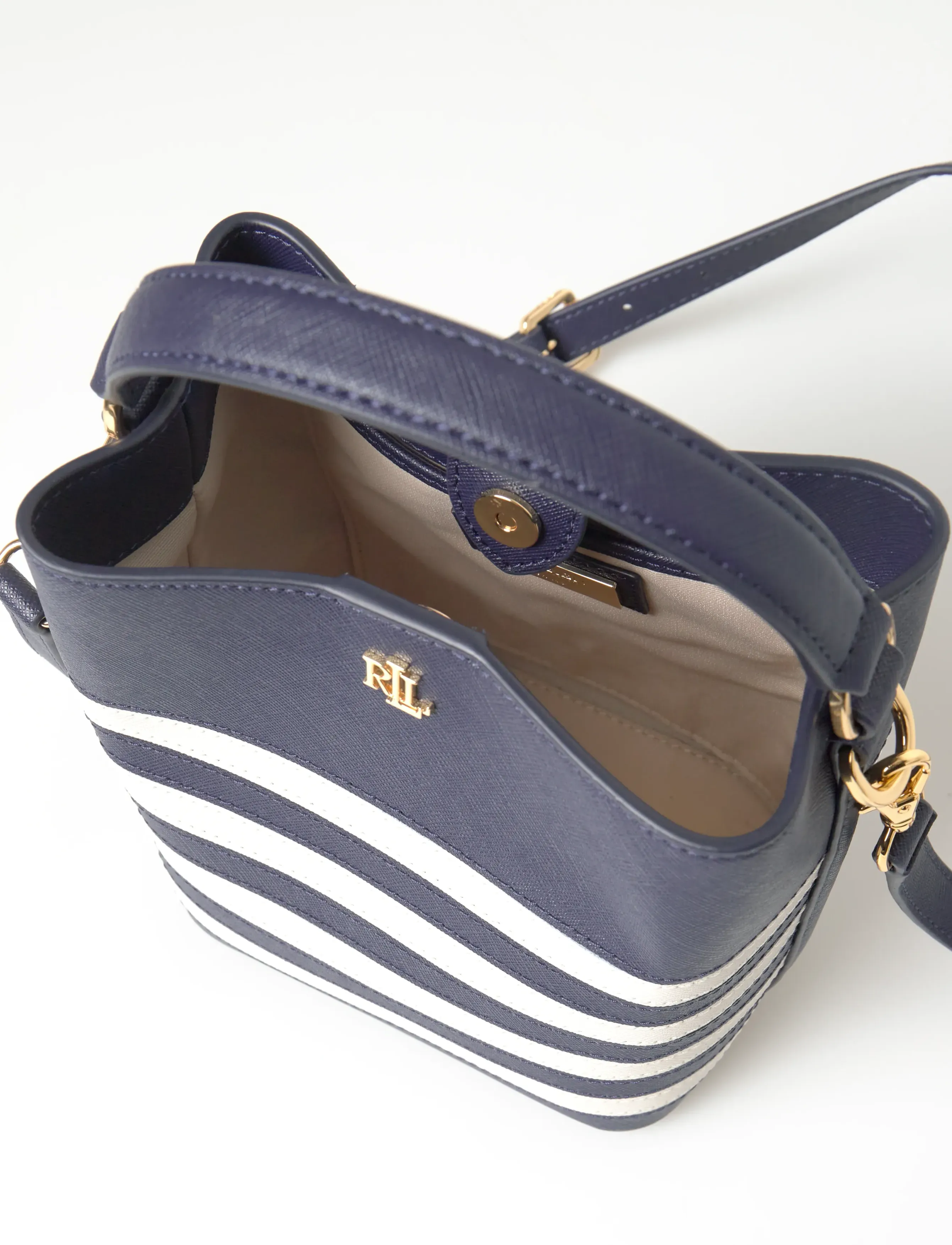 Lauren Ralph Lauren - Two-Tone Leather Small Reese Bucket Bag - sacs seau - refined navy/soft - 5