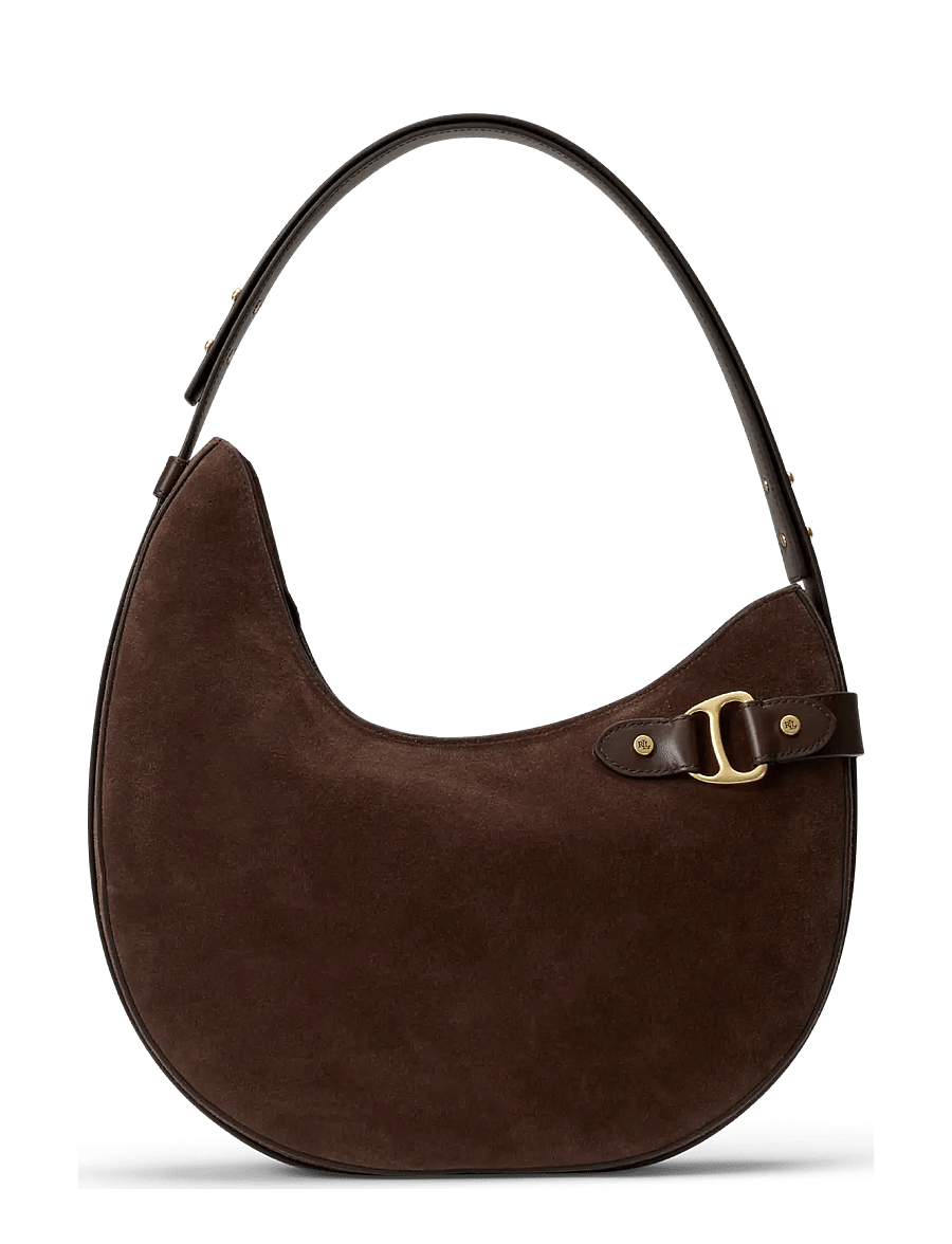 Lauren Ralph Lauren - Suede Large Tasha Shoulder Bag - everyday style - chestnut brown - 0