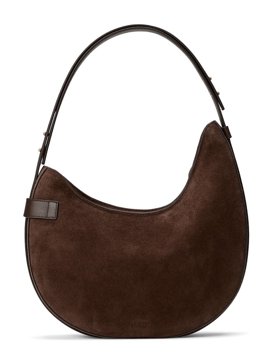 Lauren Ralph Lauren - Suede Large Tasha Shoulder Bag - everyday style - chestnut brown - 1
