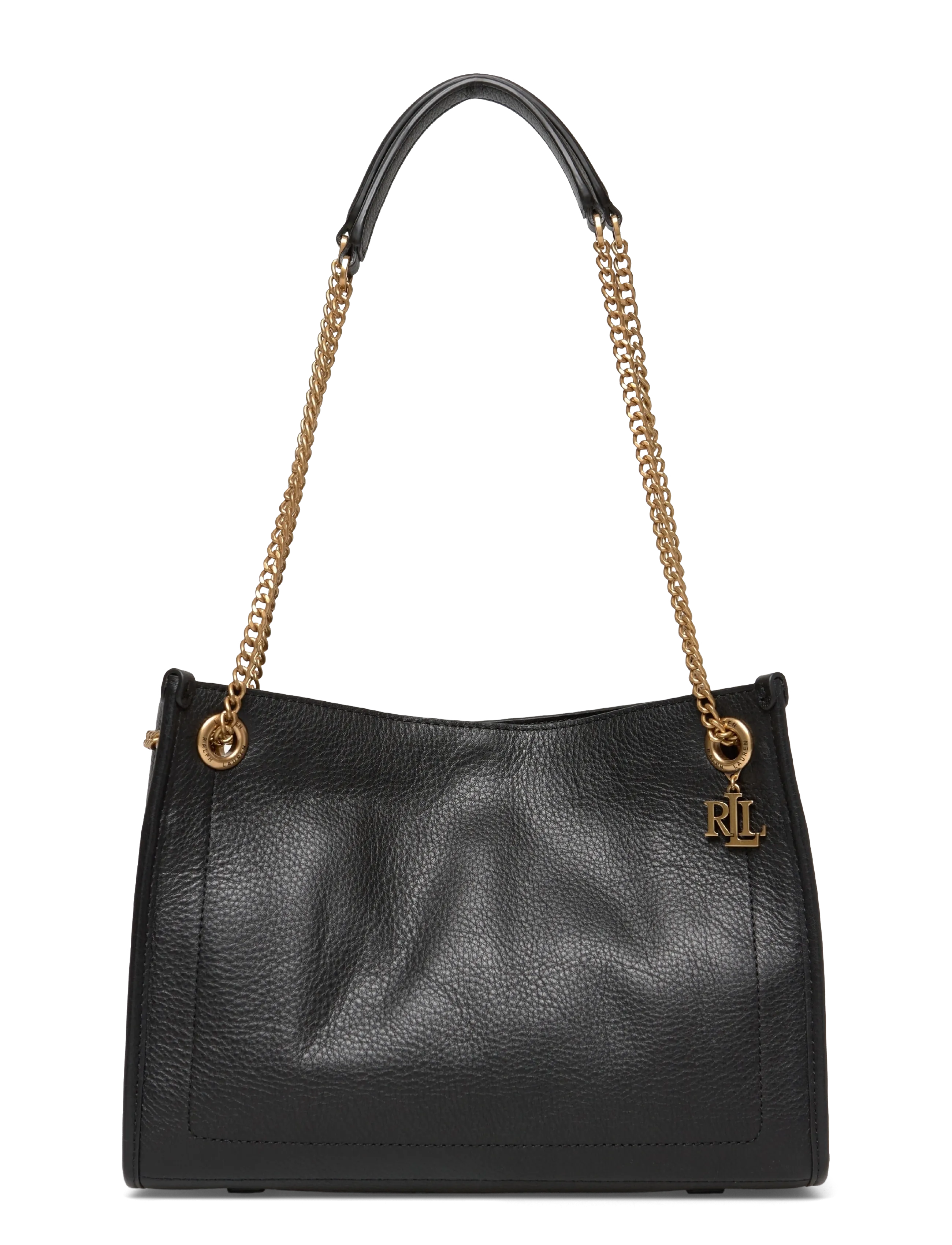 Lauren Ralph Lauren Pebbled Leather Medium Bradley Tote Bag - Laukut - BLACK / black