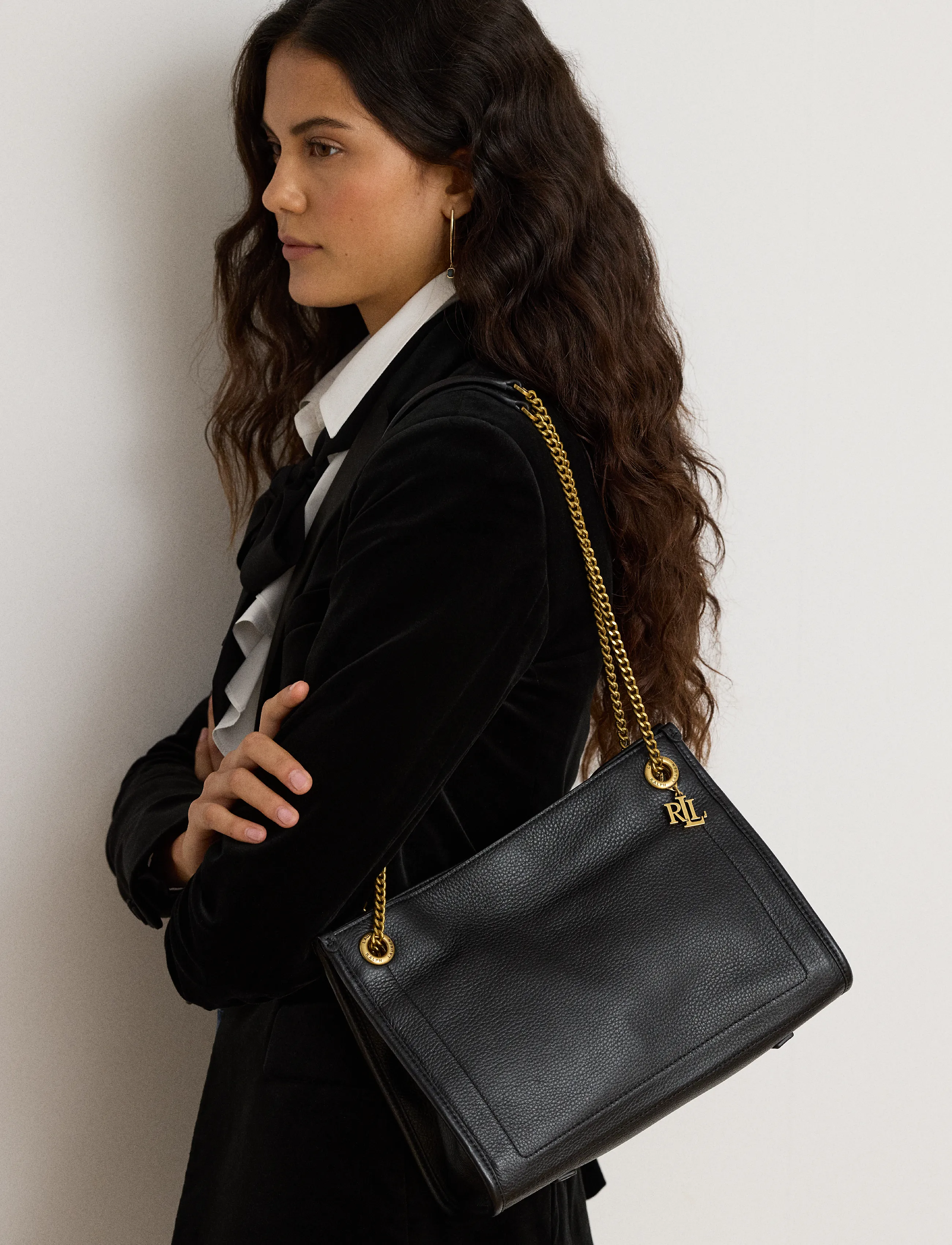 Lauren Ralph Pebbled Leather Medium Bradley Tote Bag, One Size, Bags, Schwarz - Small Shoulder Bags-crossbody Frauen