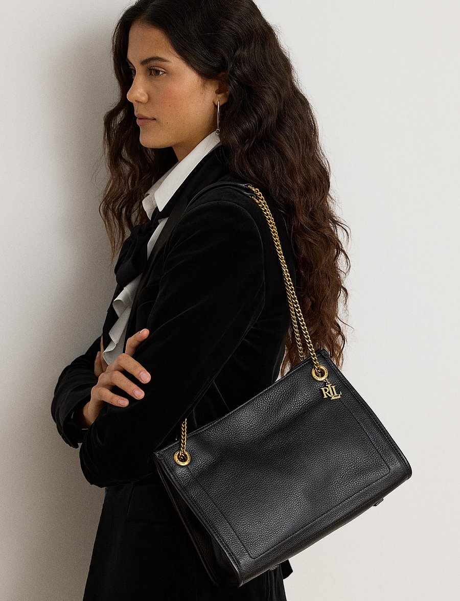 Lauren Ralph Lauren - Pebbled Leather Medium Bradley Tote Bag - tote bags - black - 0