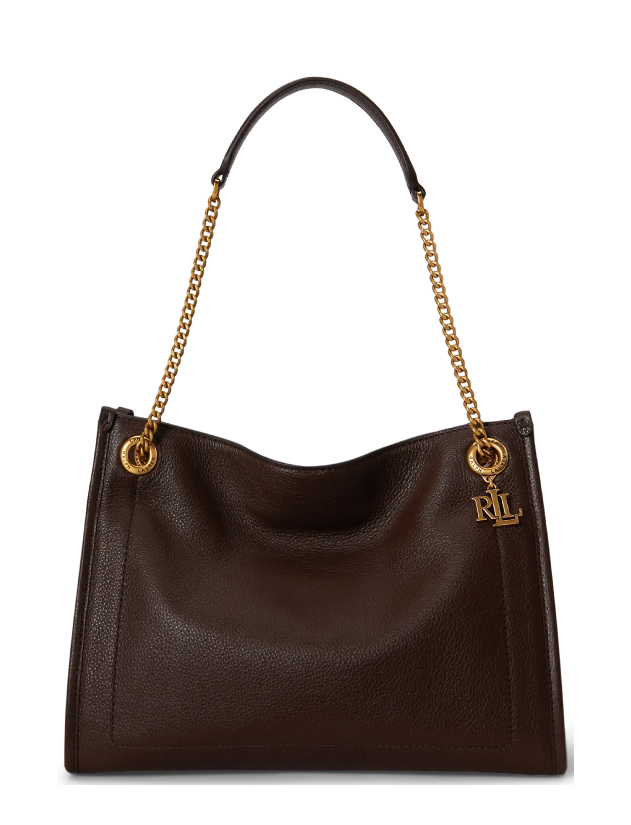Lauren Ralph Lauren Pebbled Leather Medium Bradley Tote Bag, One Size, Brown, Tasker > Små Skuldertasker-Crossbody-Tasker, Dame