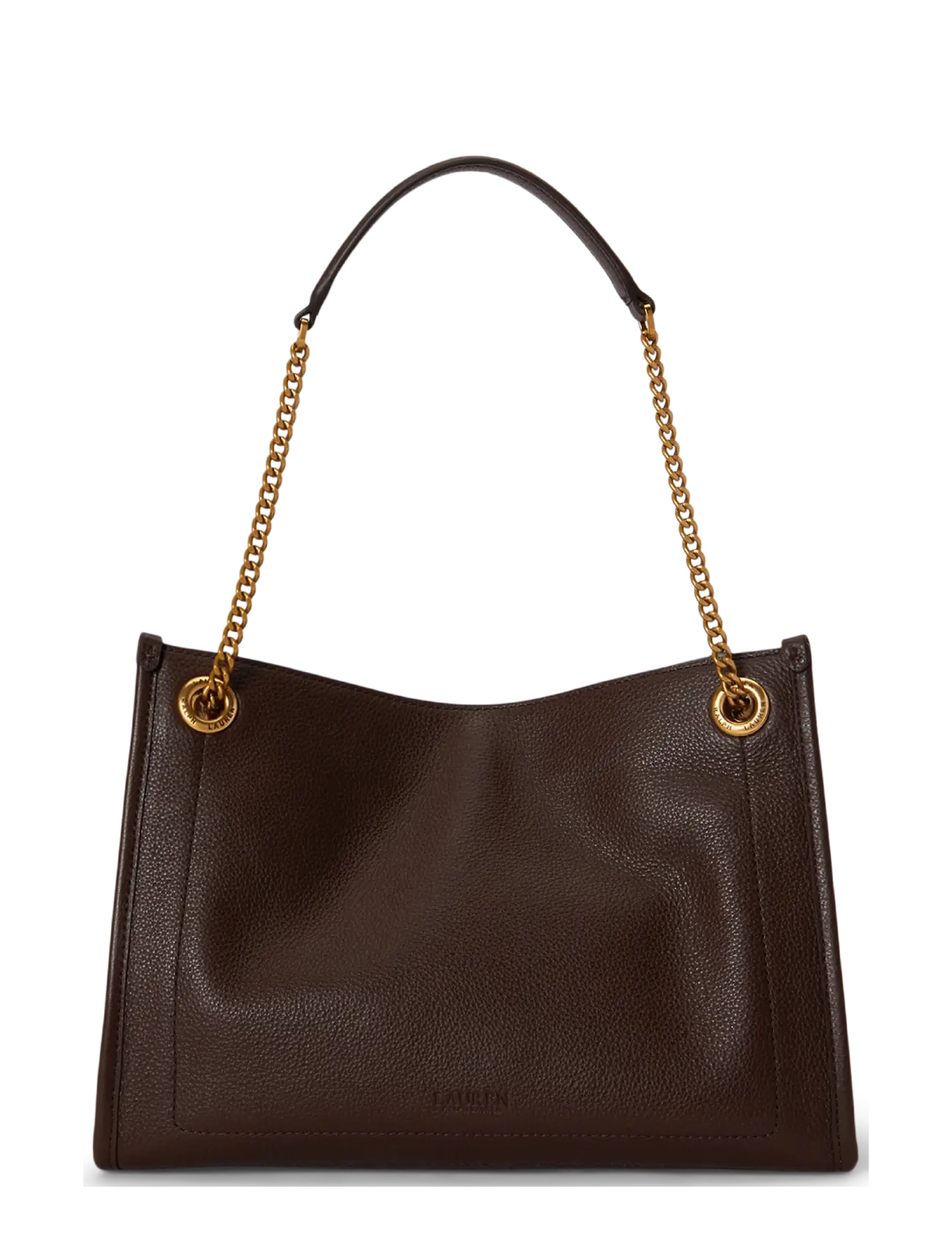 Lauren Ralph Lauren - Pebbled Leather Medium Bradley Tote Bag - tote bags - chestnut brown - 1