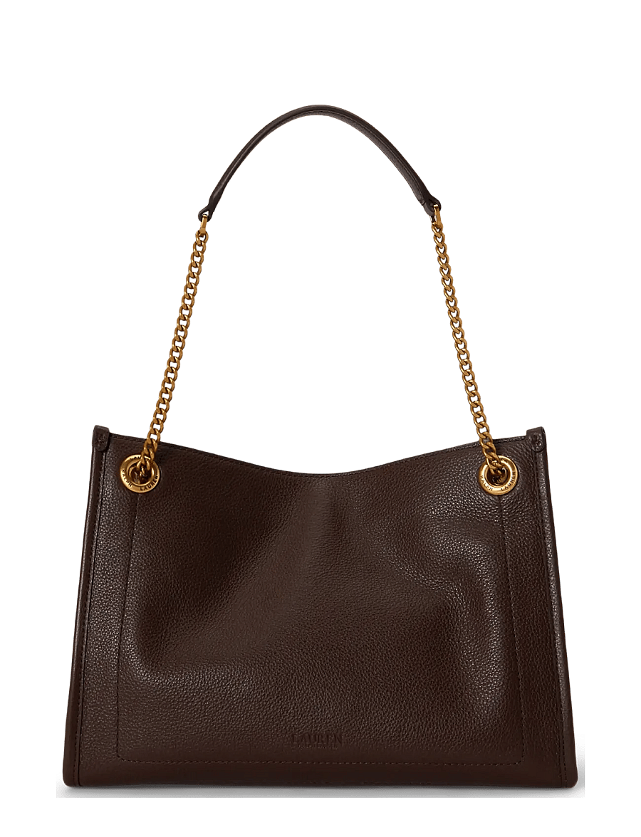 Lauren Ralph Lauren - Pebbled Leather Medium Bradley Tote Bag - tote bags - chestnut brown - 1