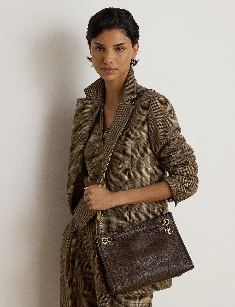 Lauren Ralph Lauren - Pebbled Leather Medium Bradley Tote Bag - tote bags - chestnut brown - 3