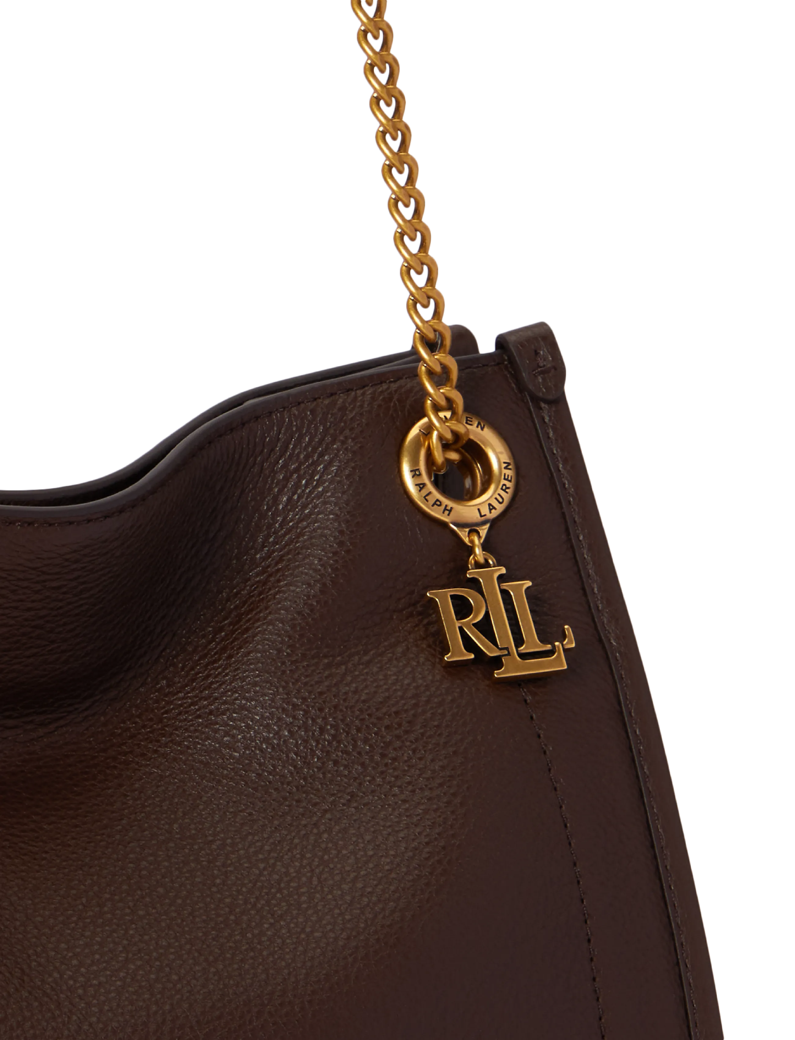 Lauren Ralph Lauren - Pebbled Leather Medium Bradley Tote Bag - tote bags - chestnut brown - 5