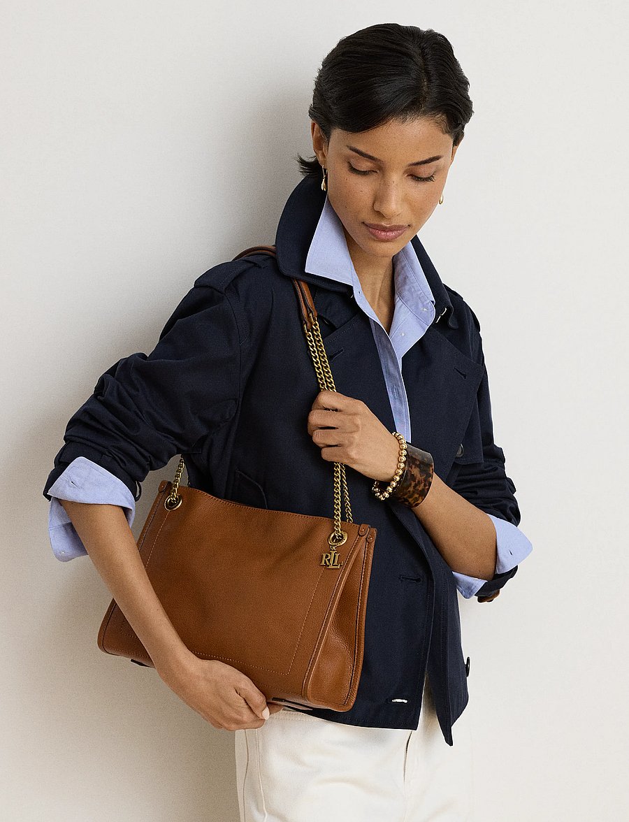Lauren Ralph Lauren - Pebbled Leather Medium Bradley Tote Bag - tote bags - lauren tan - 4