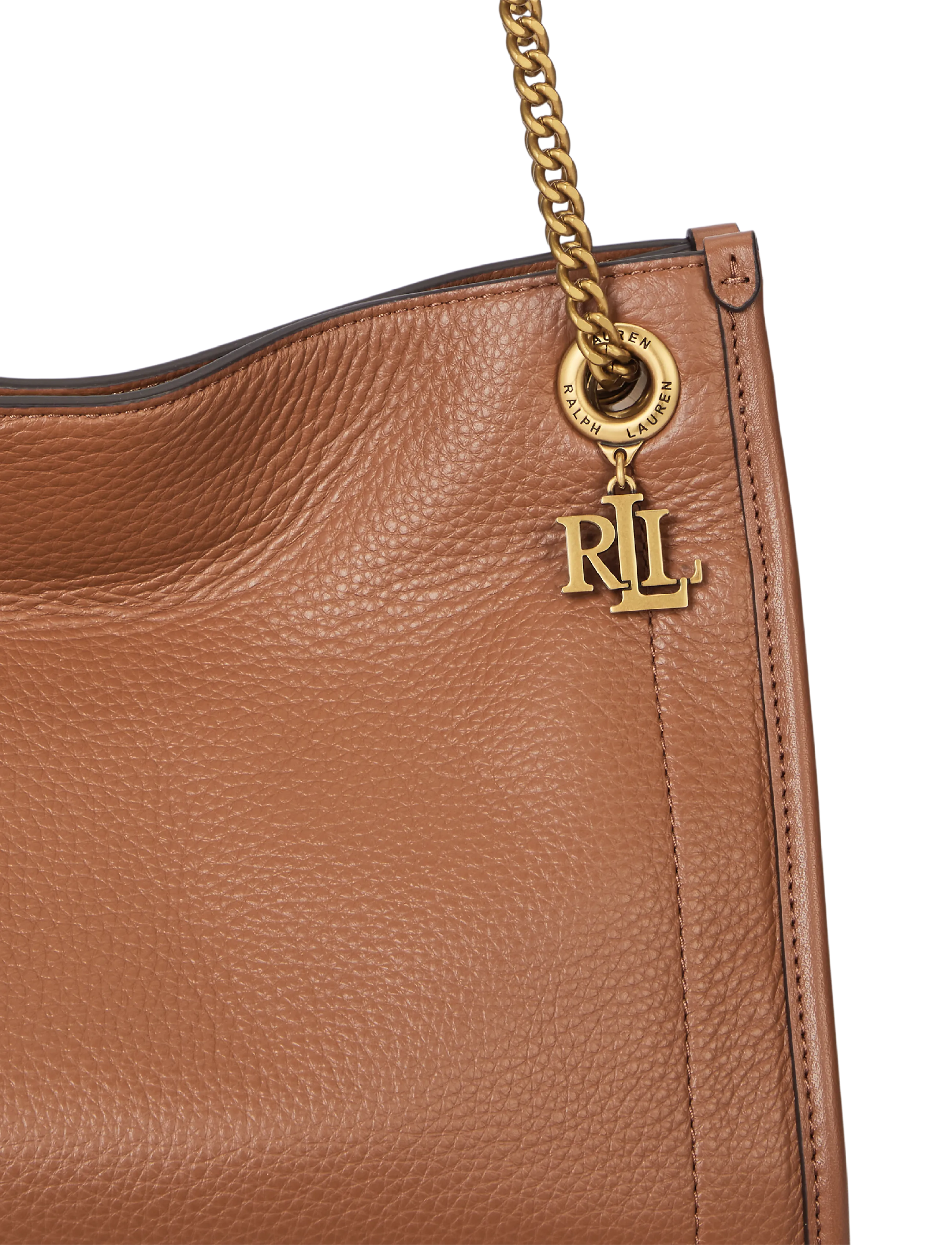 Lauren Ralph Lauren - Pebbled Leather Medium Bradley Tote Bag - tote bags - lauren tan - 5