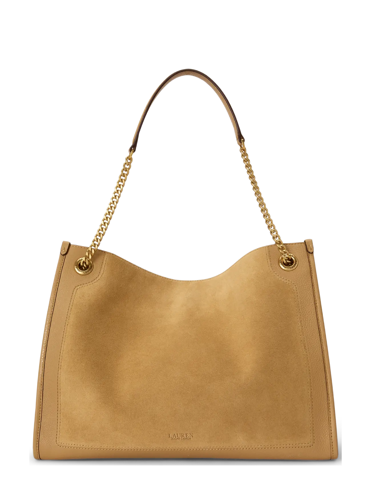 Lauren Ralph Lauren - Suede & Leather Large Bradley Tote Bag - camel - 1