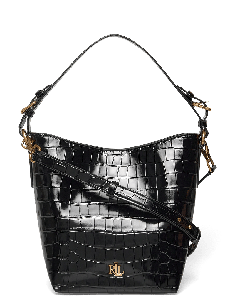 Lauren Ralph Lauren - Croc-Embossed Medium Witley Bucket Bag - fashion trends - black - 0