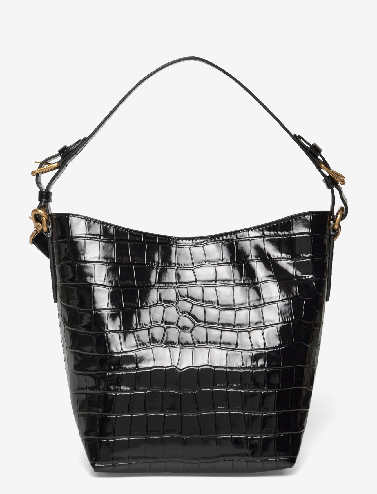 Lauren Ralph Lauren - Croc-Embossed Medium Witley Bucket Bag - fashion trends - black - 1