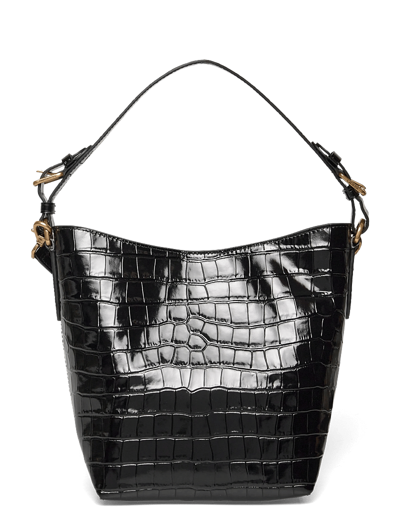 Lauren Ralph Lauren - Croc-Embossed Medium Witley Bucket Bag - fashion trends - black - 1
