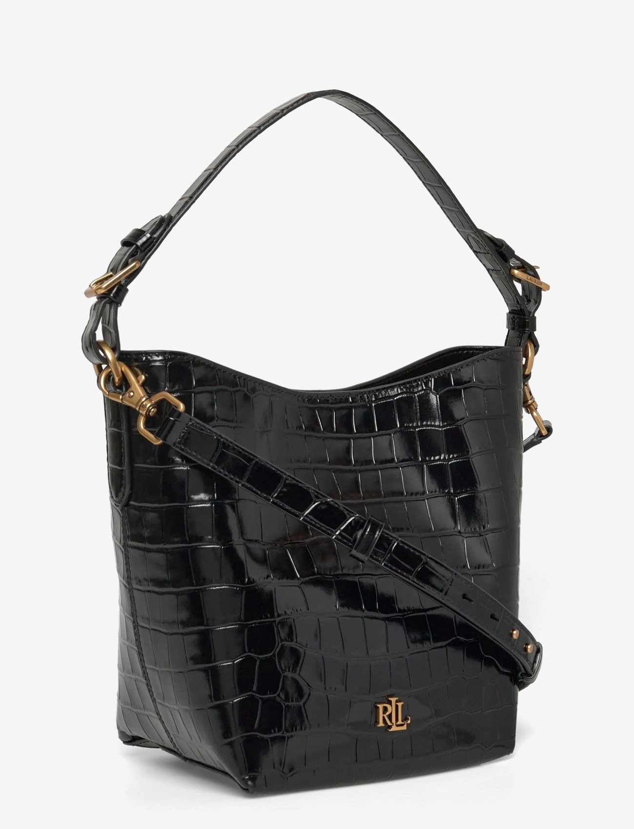 Lauren Ralph Lauren - Croc-Embossed Medium Witley Bucket Bag - fashion trends - black - 2