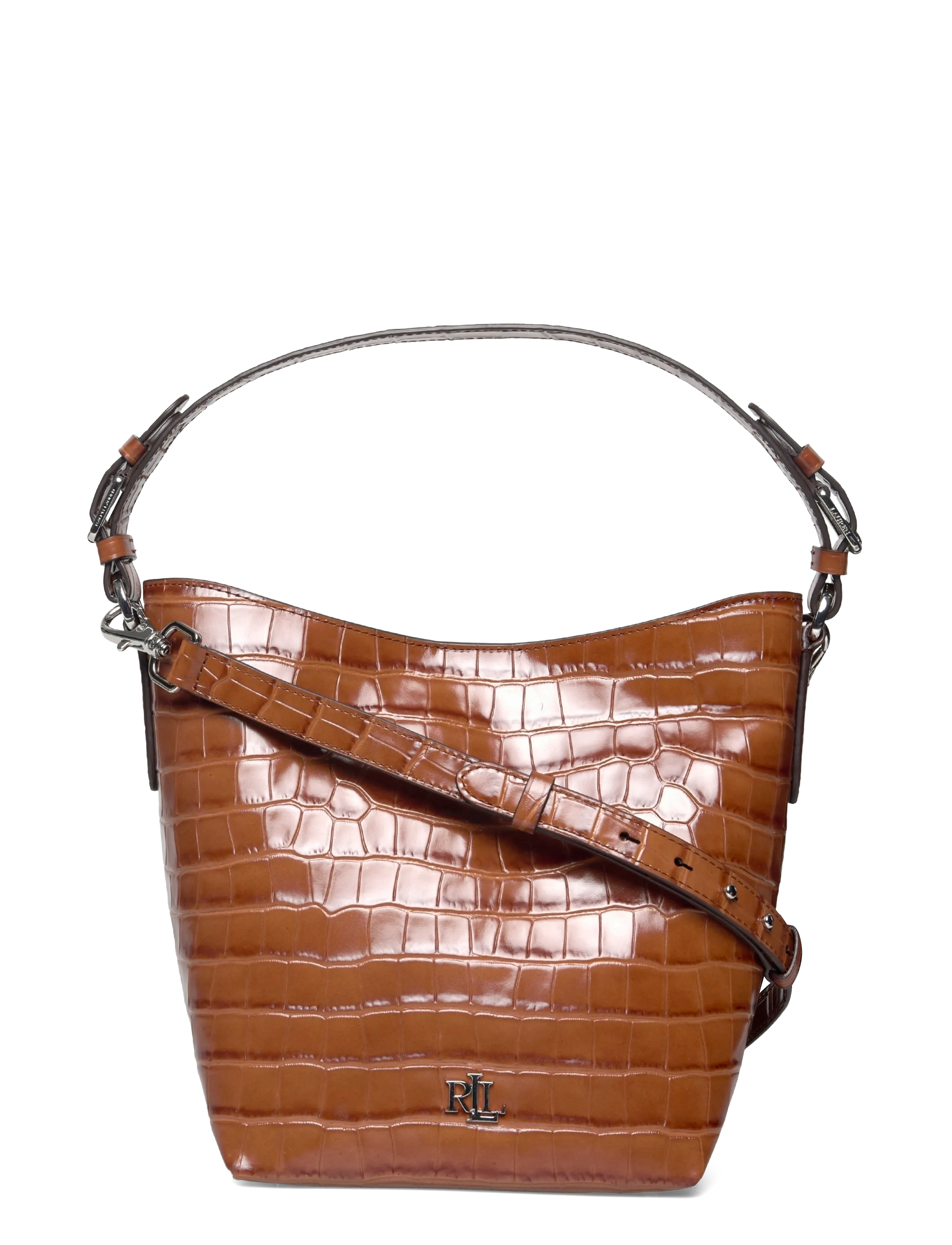 Lauren Ralph Lauren Croc-Embossed Medium Witley Bucket Bag - Väskor - TOBACCO / brown