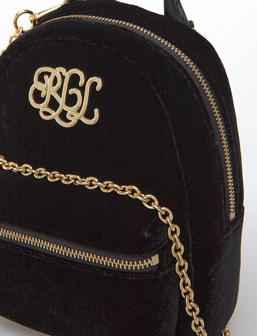Lauren Ralph Lauren - Velvet Mini Stevie Crossbody Backpack - alltags-style - black - 4