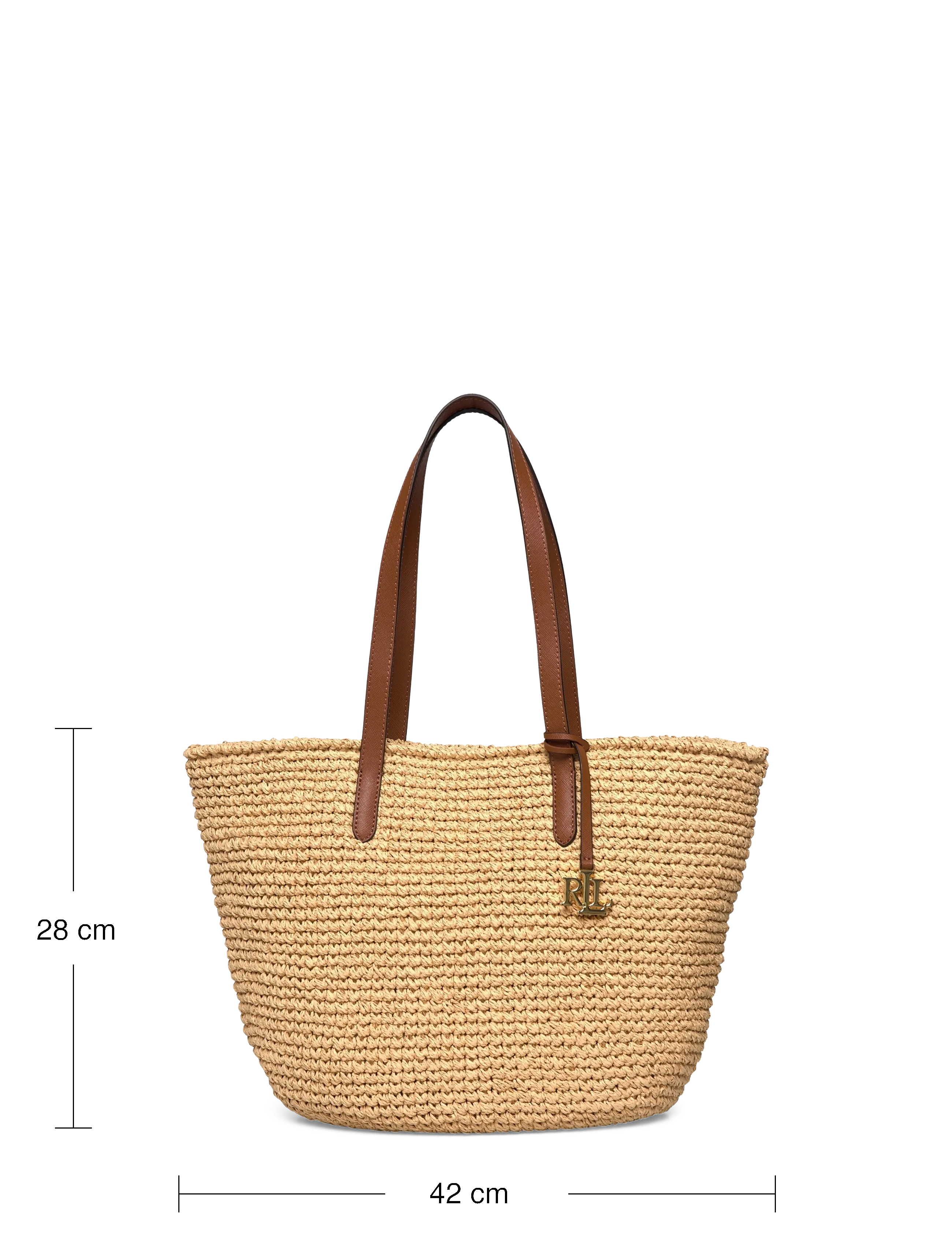 Lauren Ralph Lauren - Crocheted Straw Large Lainey Tote Bag - natural/lauren ta - 3