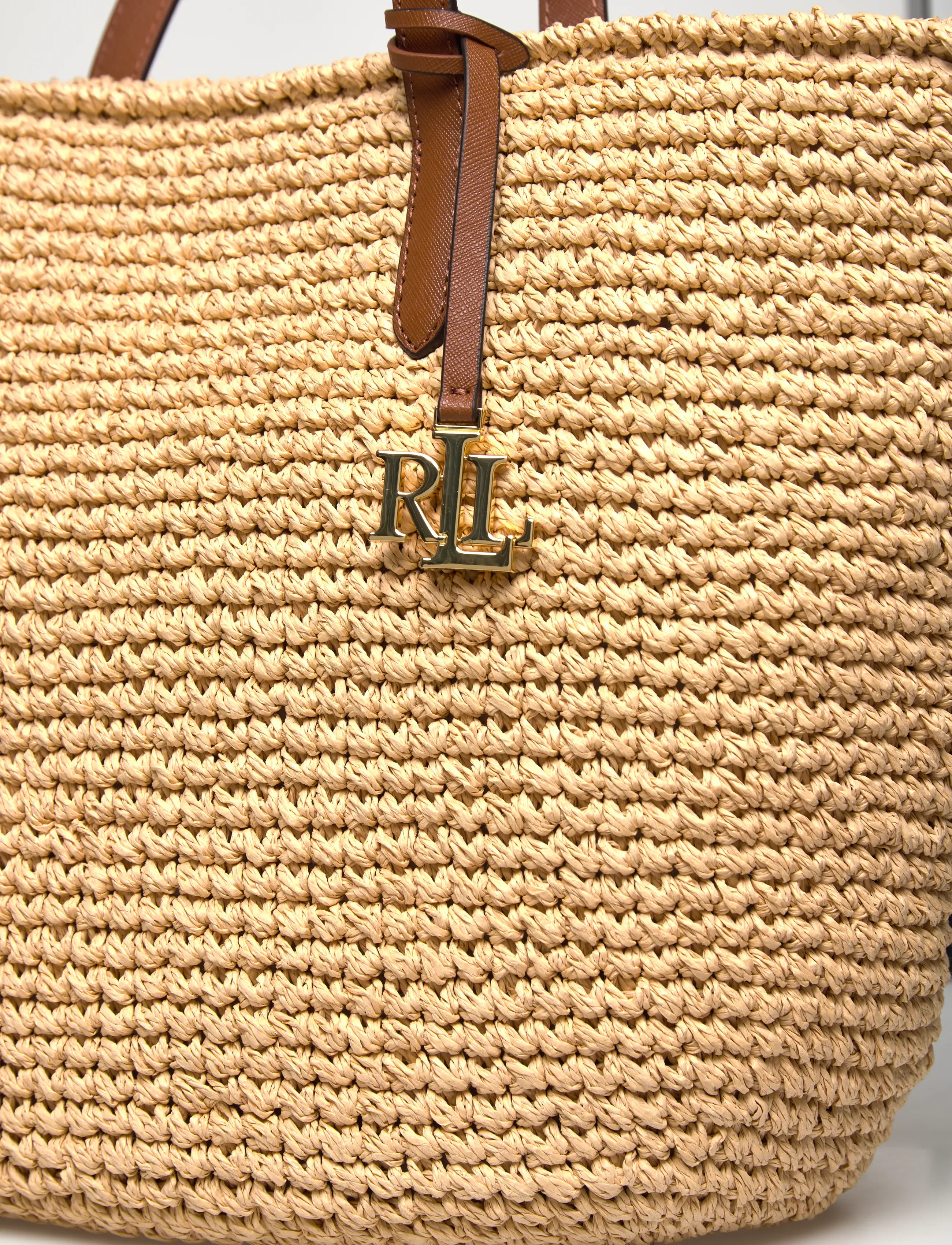 Lauren Ralph Lauren - Crocheted Straw Large Lainey Tote Bag - natural/lauren ta - 4