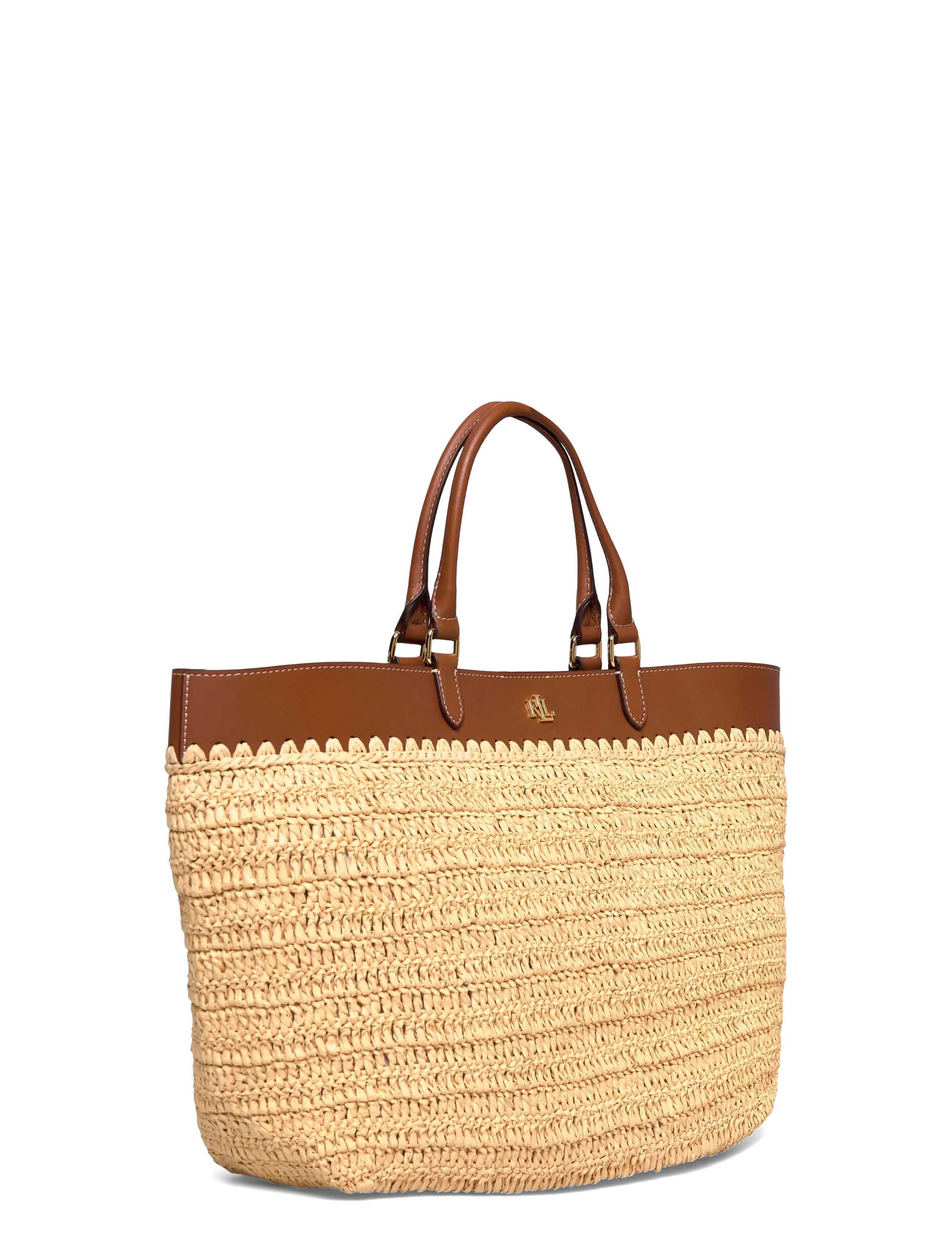 Lauren Ralph Lauren - Leather-Trim Straw Large Kyla Tote Bag - tote bags - natural/lauren ta - 2