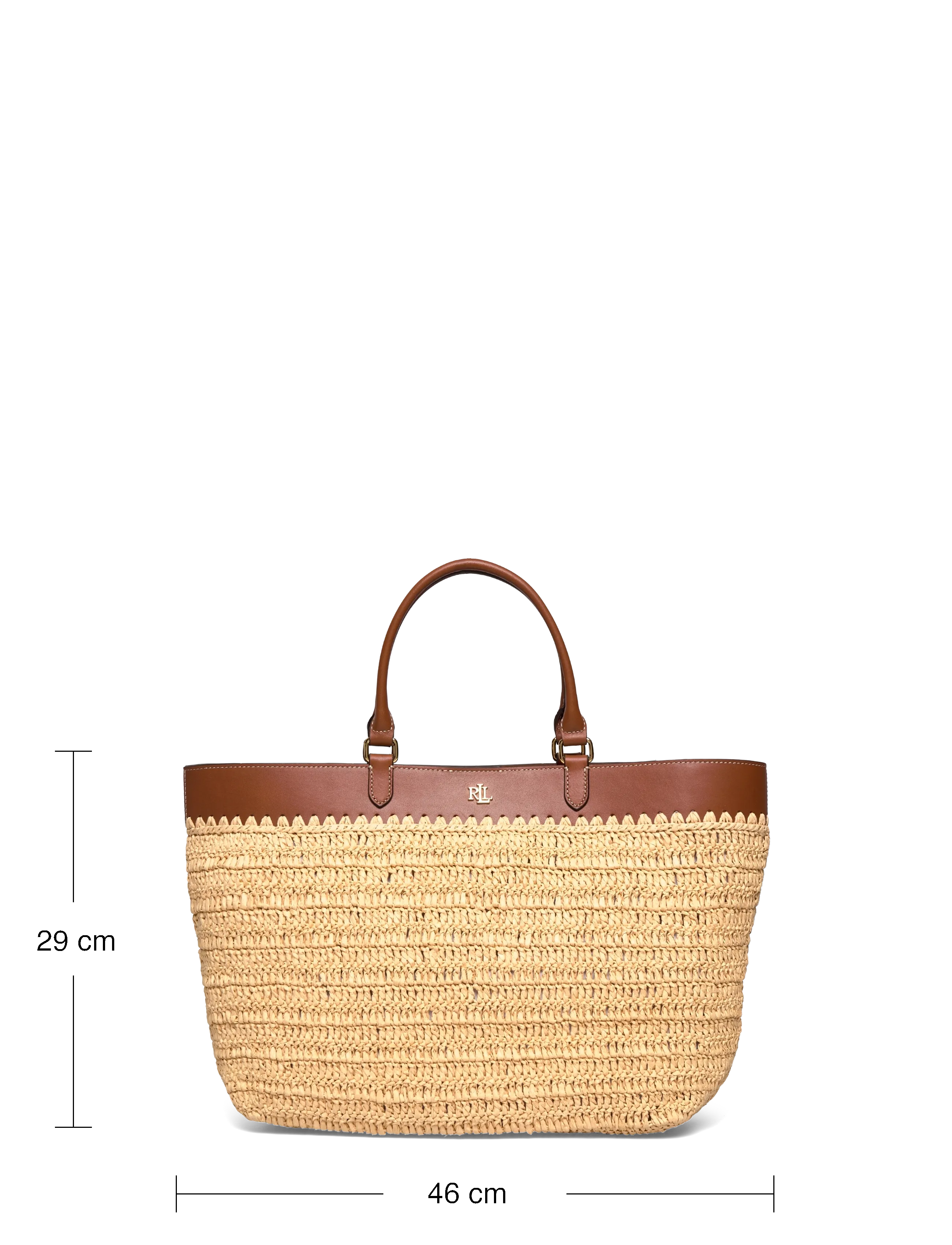 Lauren Ralph Lauren - Leather-Trim Straw Large Kyla Tote Bag - tote bags - natural/lauren ta - 3