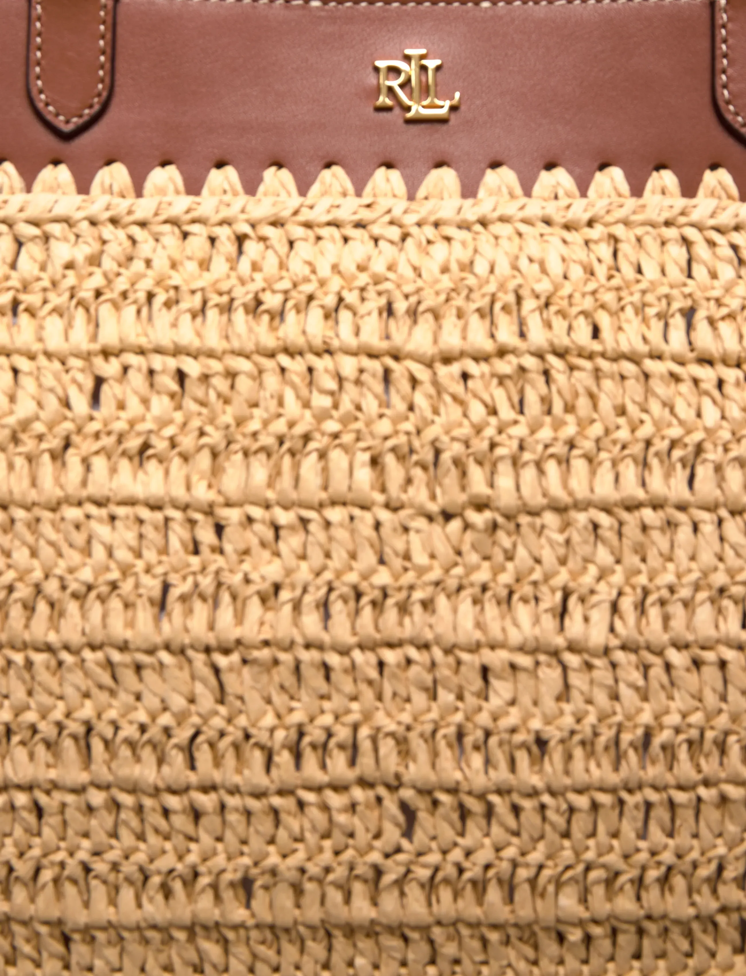Lauren Ralph Lauren - Leather-Trim Straw Large Kyla Tote Bag - tote bags - natural/lauren ta - 4