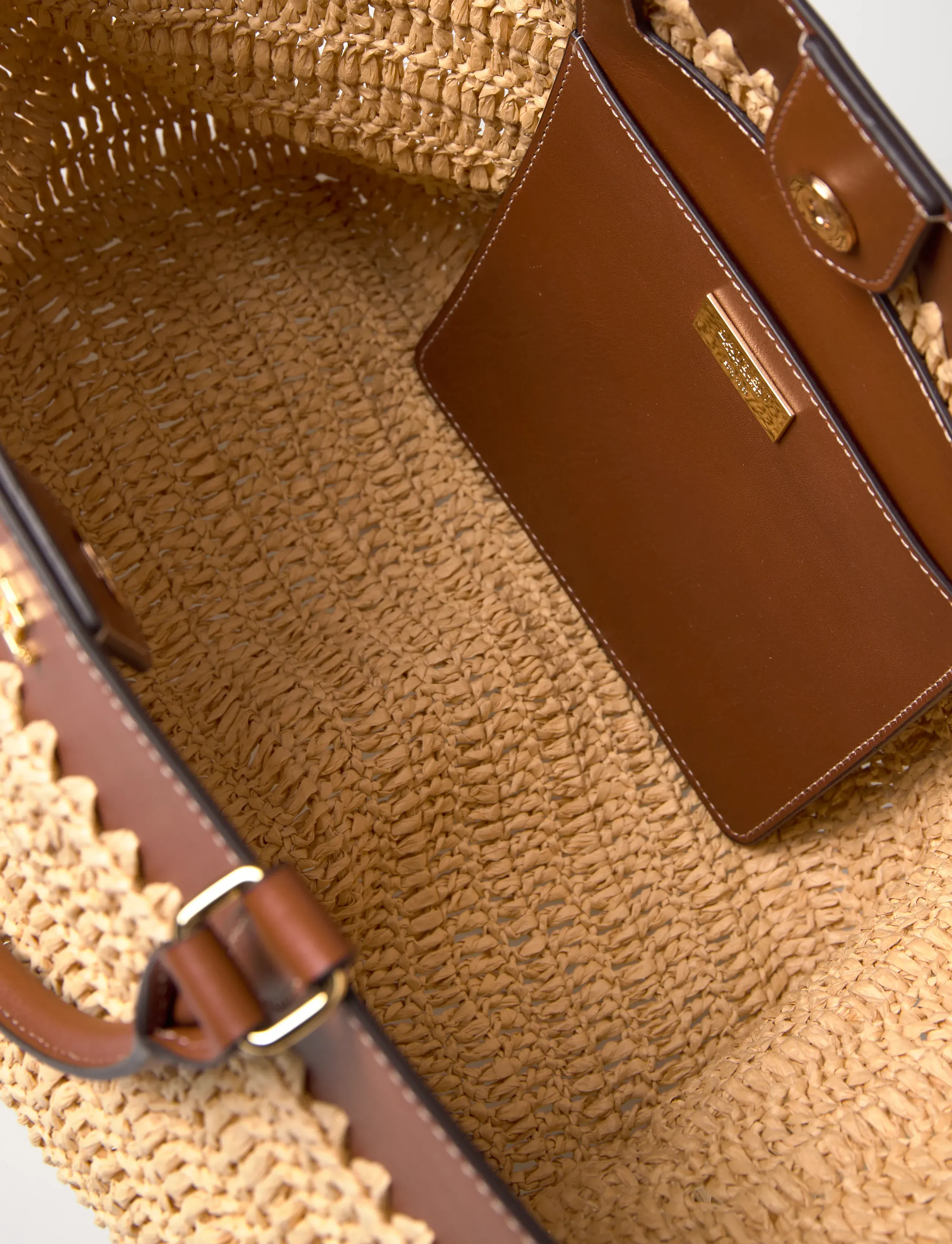 Lauren Ralph Lauren - Leather-Trim Straw Large Kyla Tote Bag - tote bags - natural/lauren ta - 5