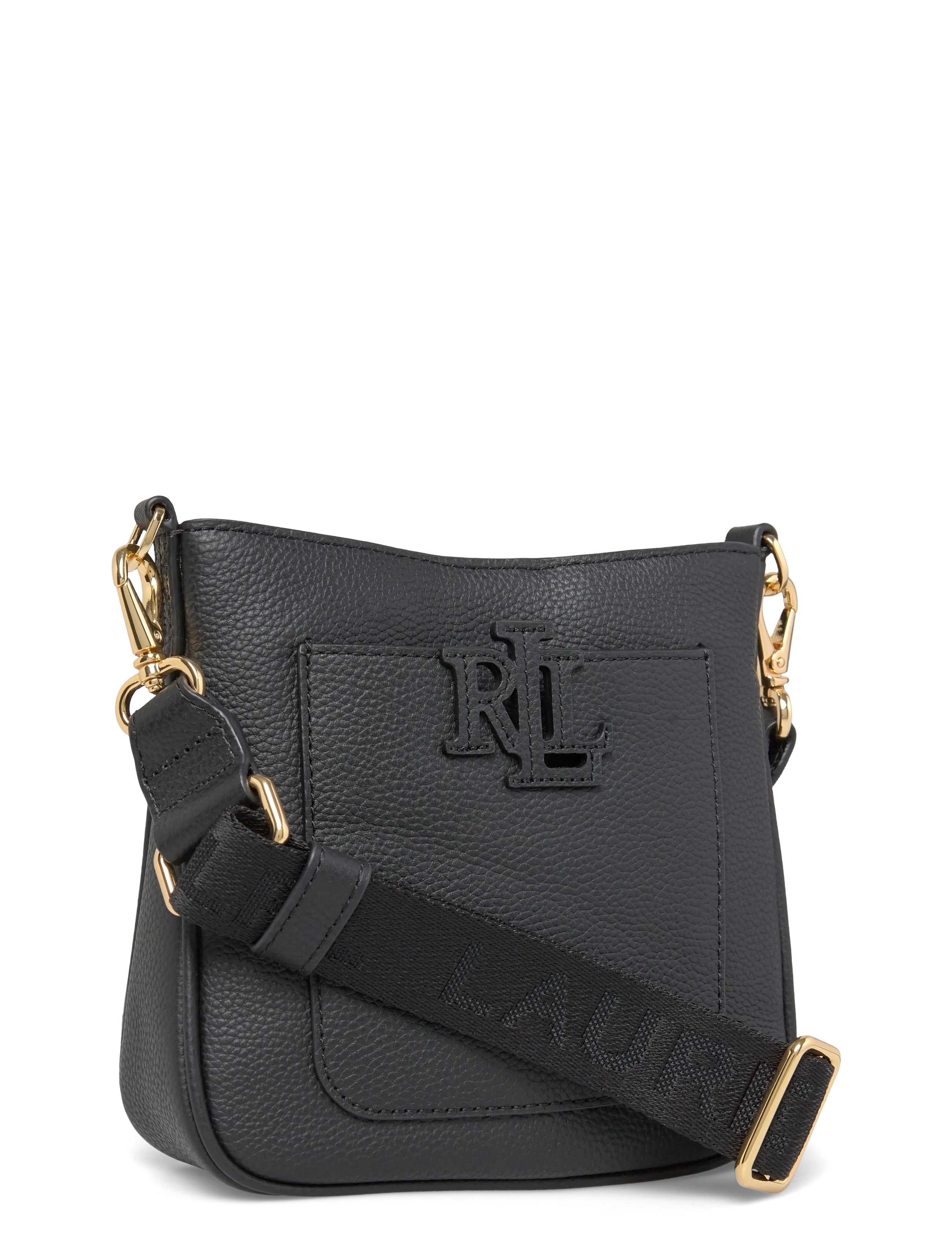 Lauren Ralph Lauren - PEBBLED LTHR/WEB-CMRYN SM CRS-CXB-S - crossbody bags - black - 2