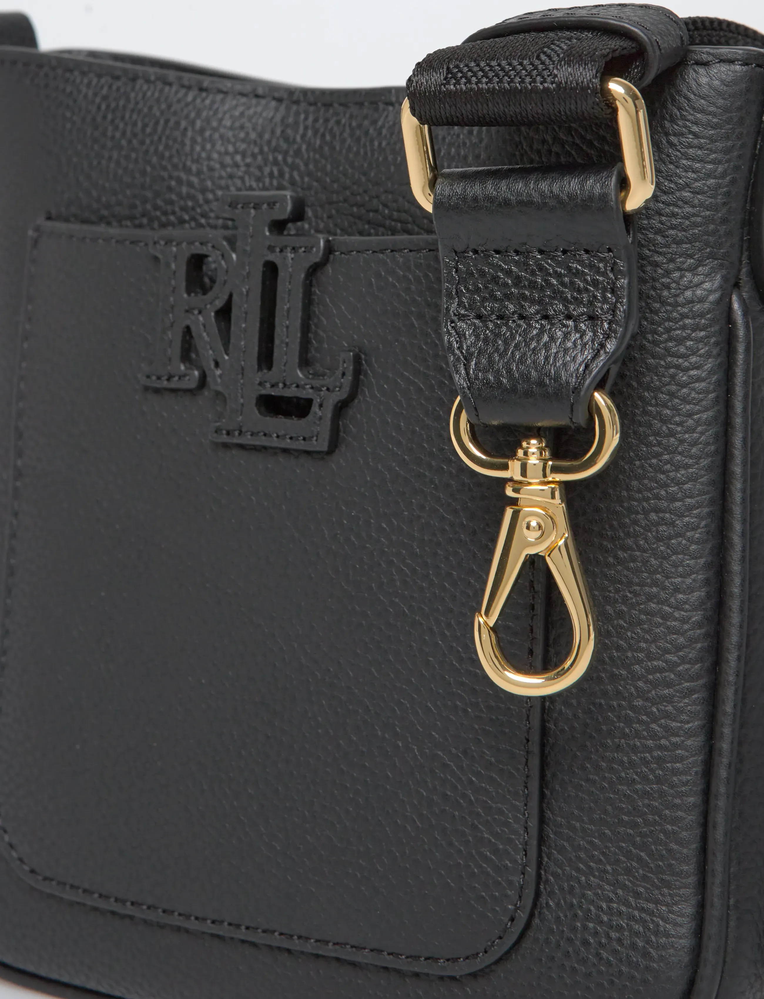 Lauren Ralph Lauren - PEBBLED LTHR/WEB-CMRYN SM CRS-CXB-S - crossbody bags - black - 4