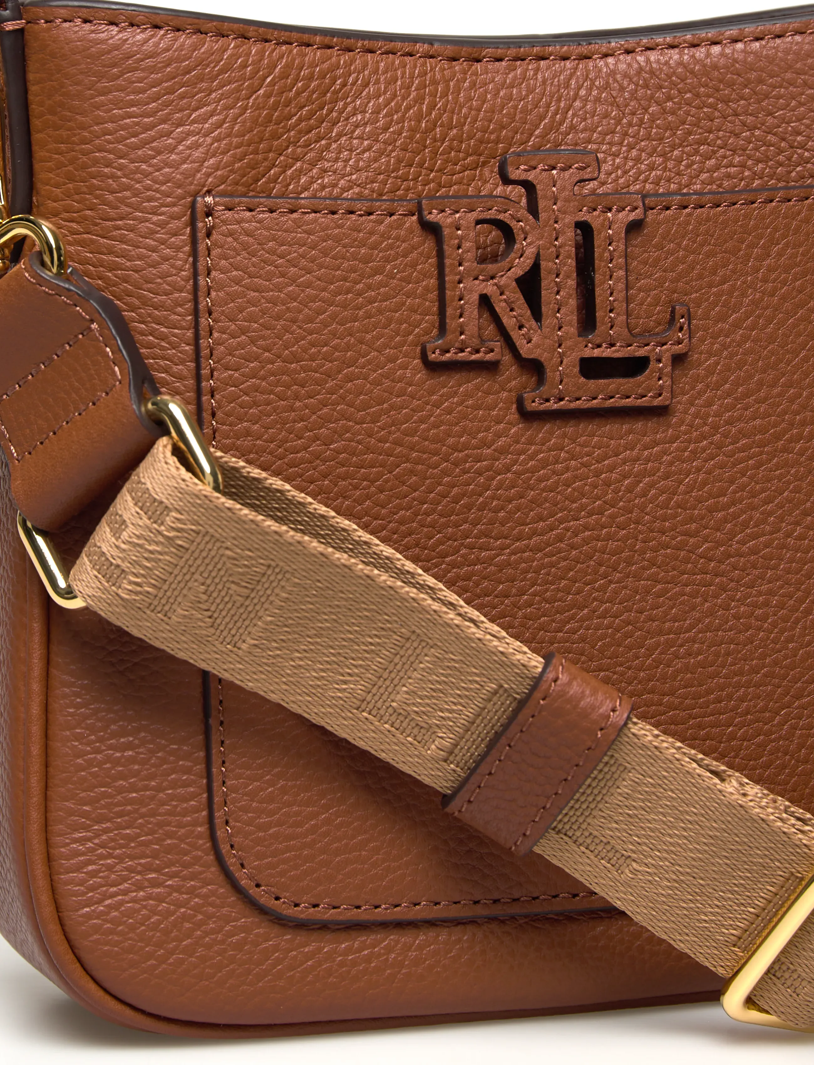Lauren Ralph Lauren - PEBBLED LTHR/WEB-CMRYN SM CRS-CXB-S - umhängetaschen - lauren tan - 4