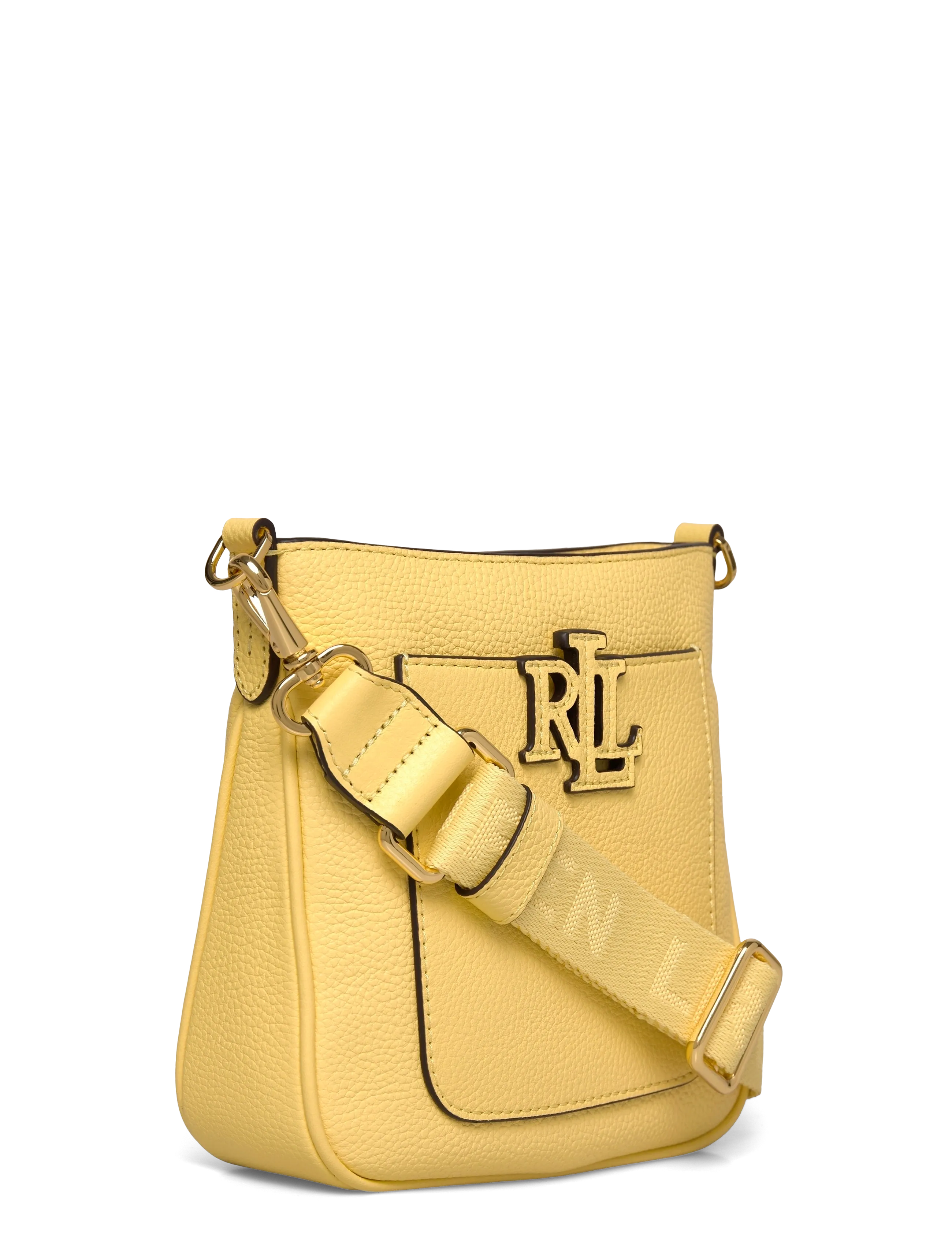 Lauren Ralph Lauren - PEBBLED LTHR/WEB-CMRYN SM CRS-CXB-S - crossbody bags - lemon sorbet - 2
