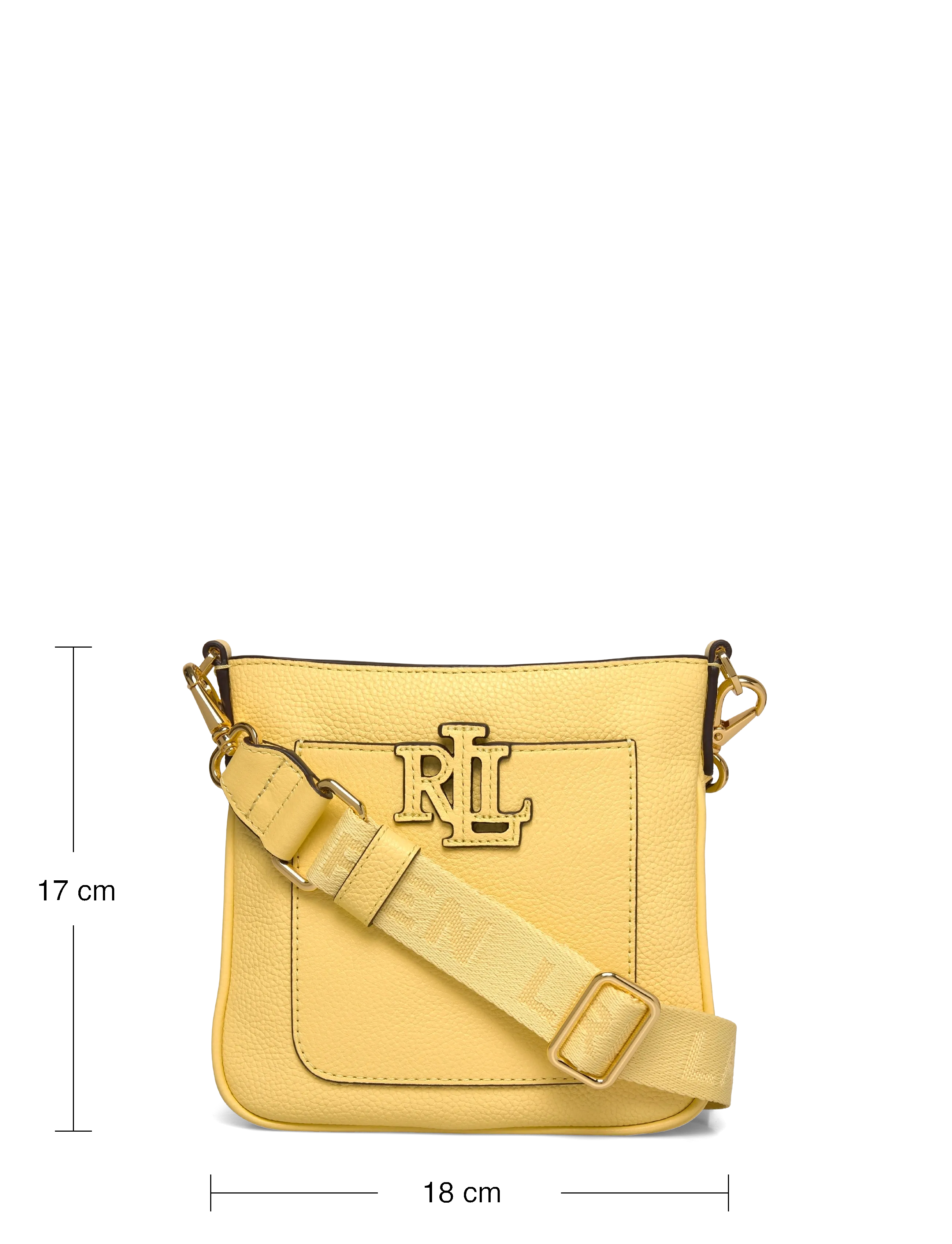 Lauren Ralph Lauren - PEBBLED LTHR/WEB-CMRYN SM CRS-CXB-S - crossbody bags - lemon sorbet - 3