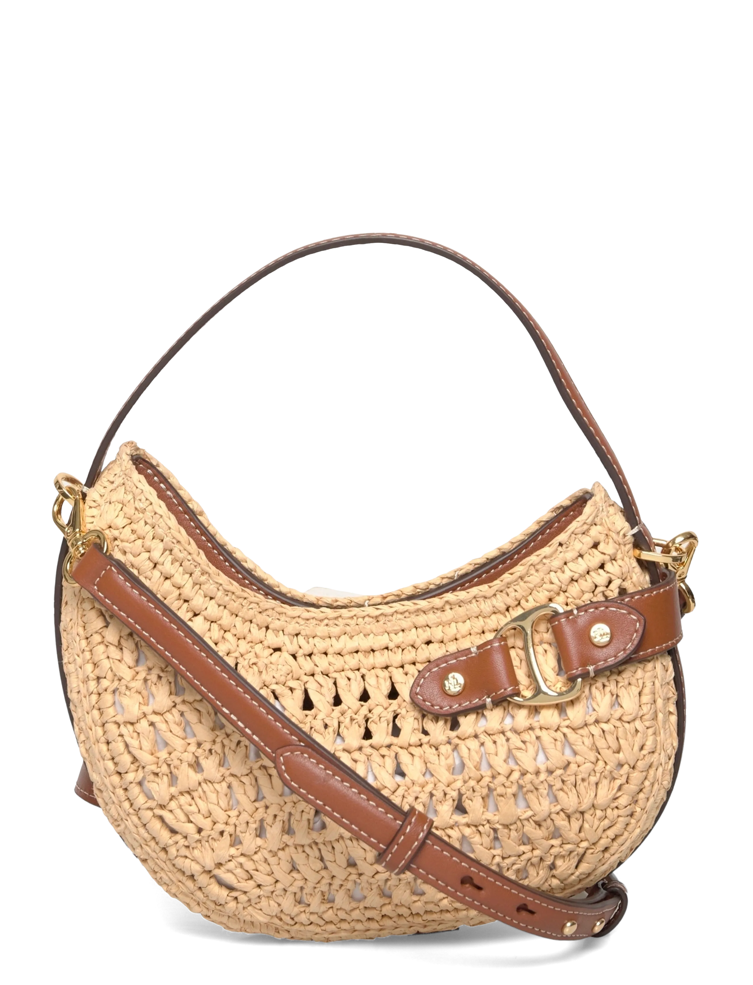 Lauren Ralph Woven Straw Small Tasha Crossbody Bag, One Size, Designer, Braun - Top Handle Bags, Frauen