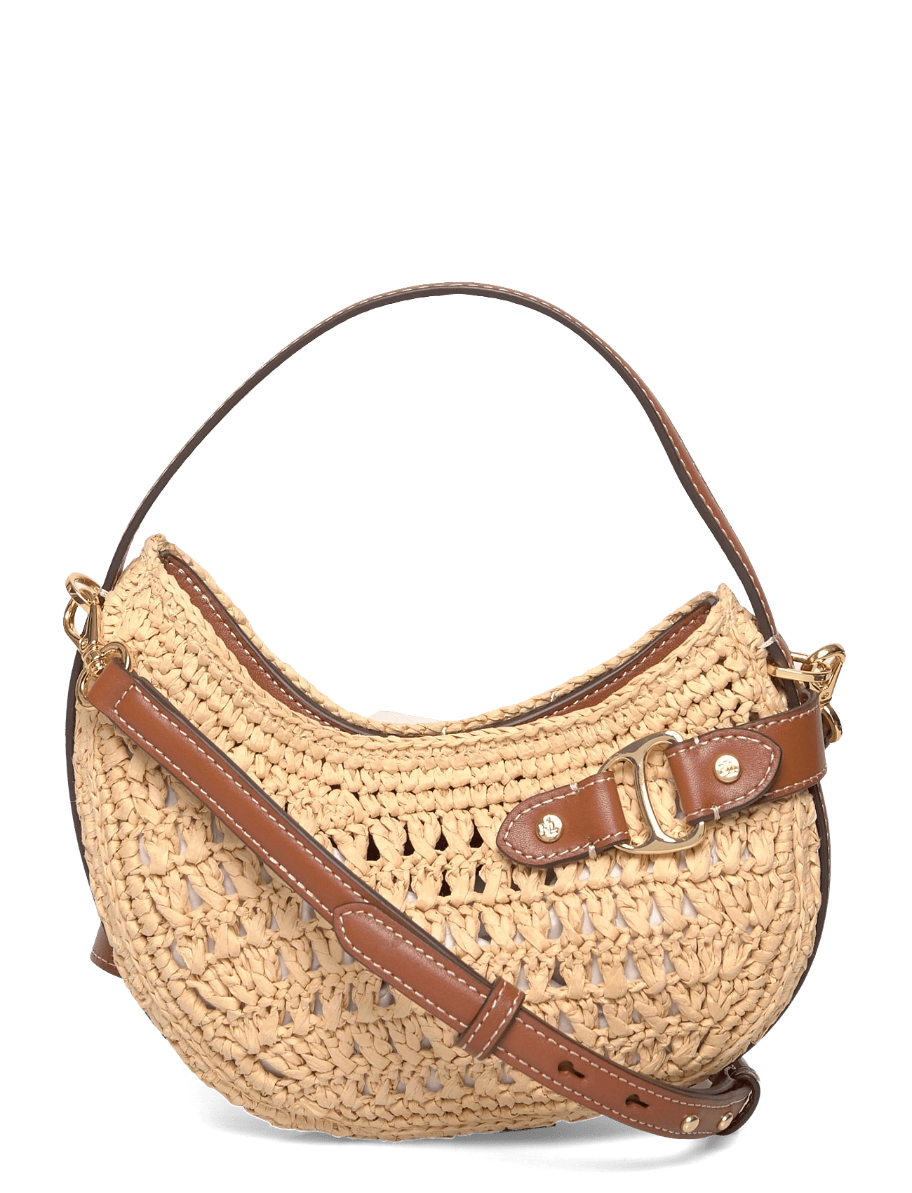 Woven Straw Small Tasha Crossbody Bag Brown Lauren Ralph Lauren