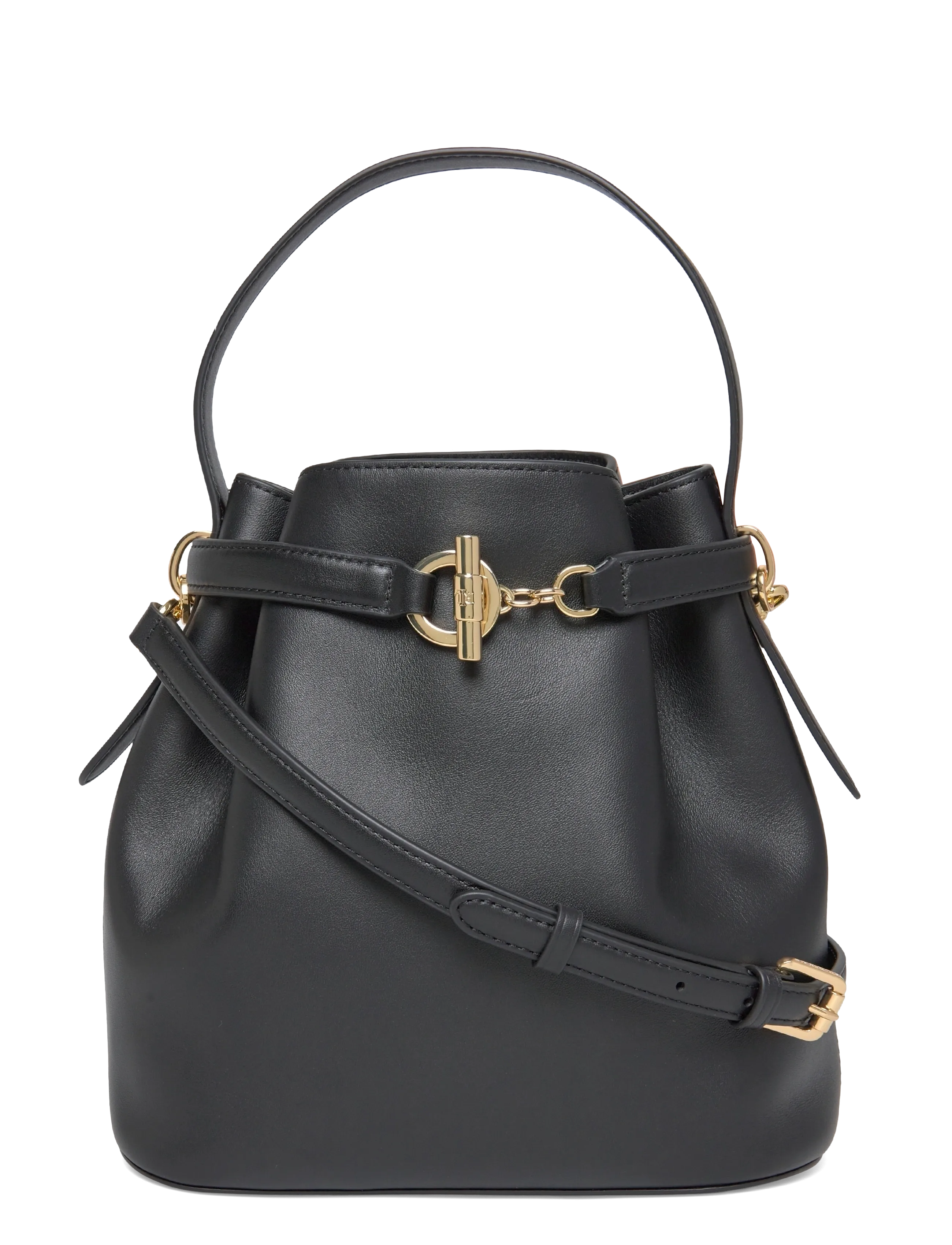 Lauren Ralph Leather Medium Blaike Bucket Bag, One Size, Bags, Schwarz - Frauen